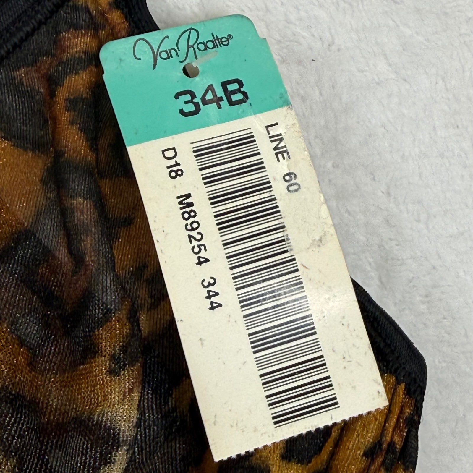 Van Raalte Vintage Leopard Print Sheer Mesh Front Close Bra Brown 34B 89254