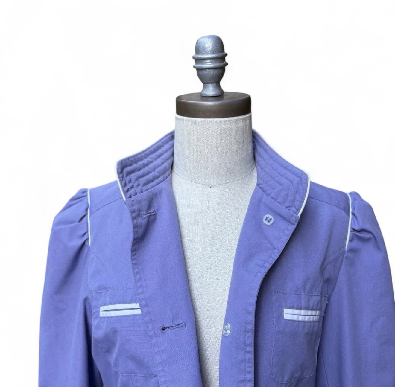 Vintage Partners Lavender Cotton Blend Trench Coat 70’s Flare Retro Cottage