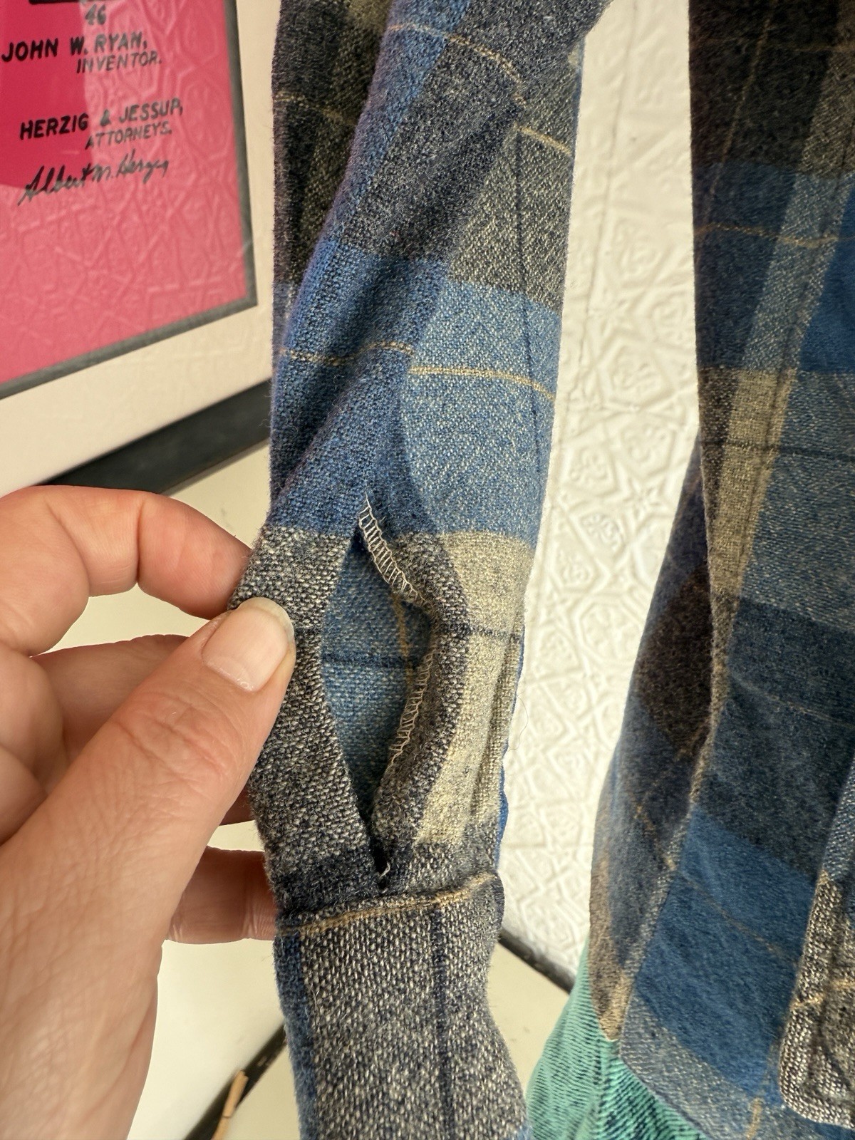True Vintage 1950s/1940s era pendleton style 49er jacket blue grey plaid S/M