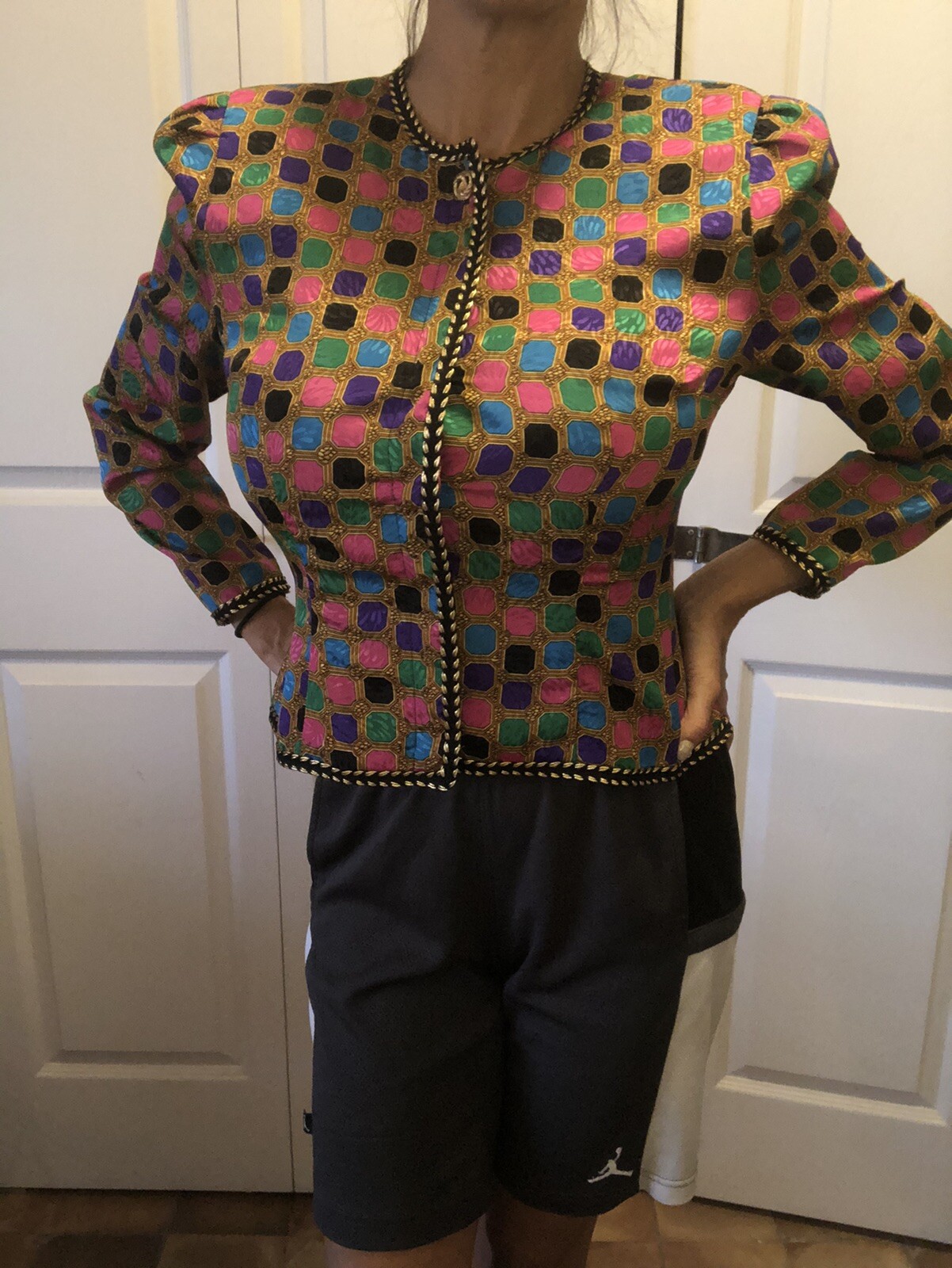 Vintage Petites for Maggy polyester 80’s shirt Blouse Office Silky Button Up