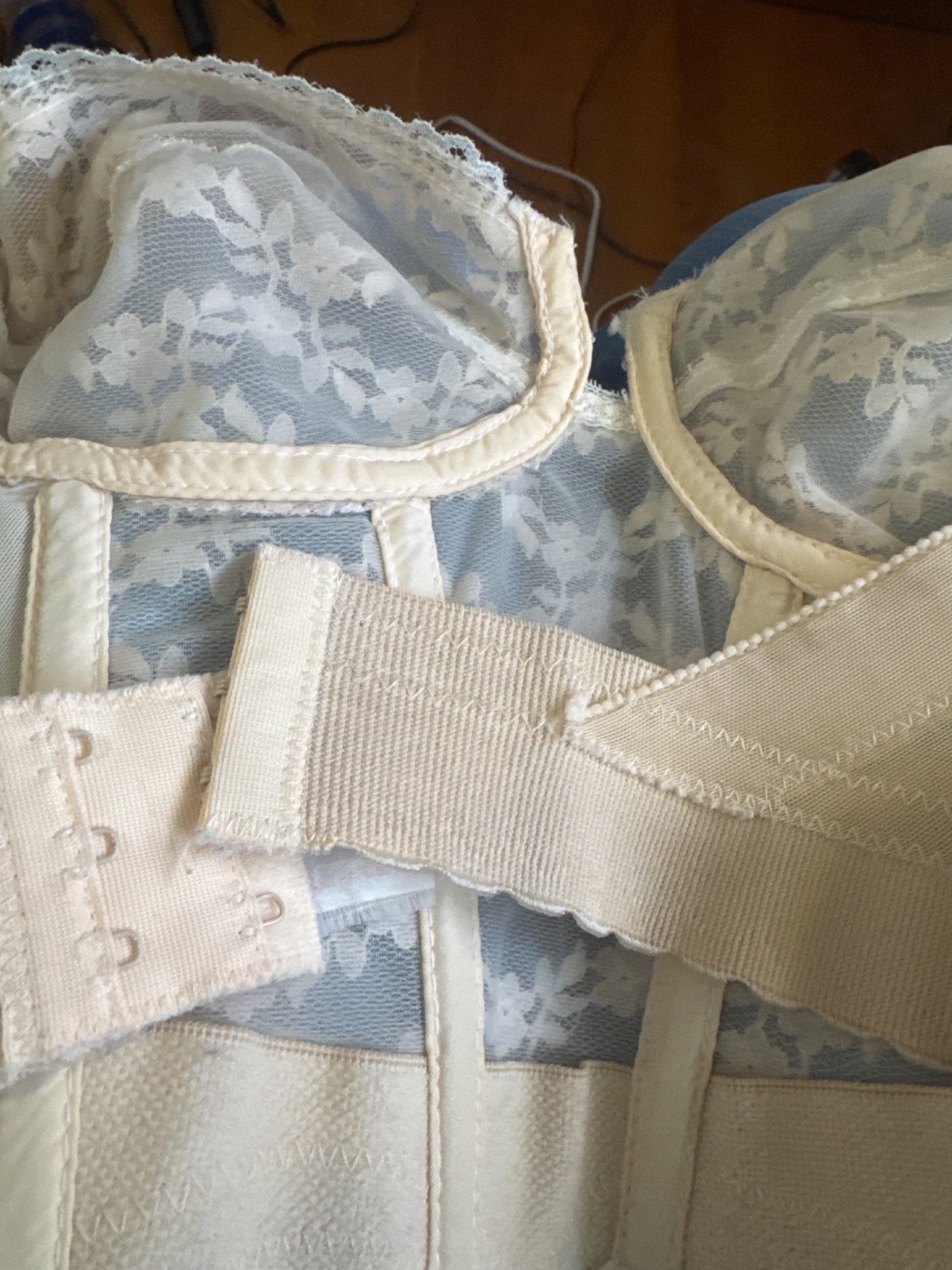 Vintage Lace Bustier Young Smoothie Backless Strapless Longline Cream 30 32