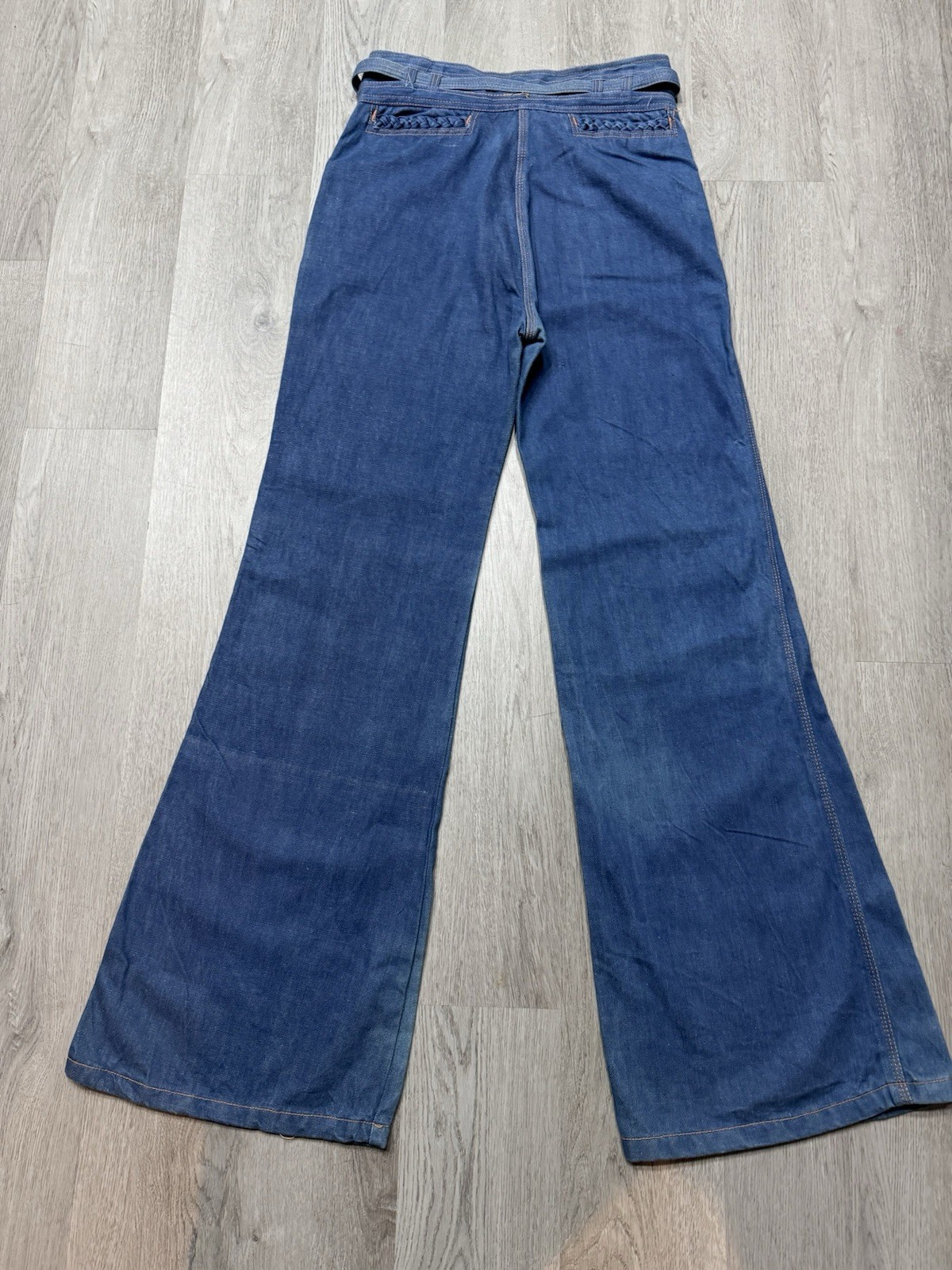 Vintage 70s n&rsquo;est ce pas? Bell Bottom Jeans Hippie size 13/14 Cargo 30×32