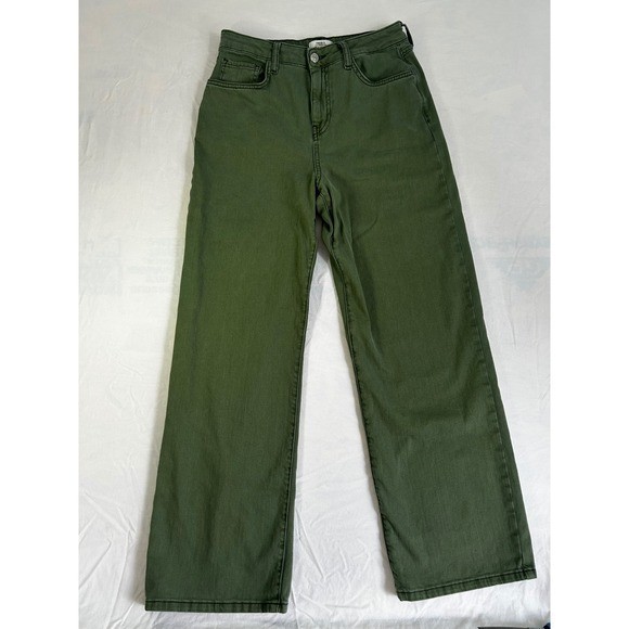 Forever 21 Premium 90&rsquo;s Fit Olive Green Wide Leg High Rise Jeans Size 28