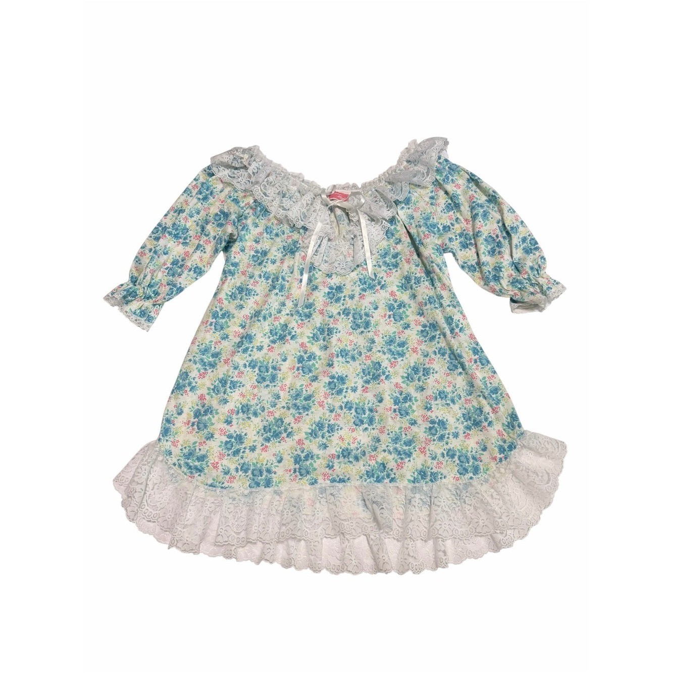 Vintage 1980&rsquo;s Moonlight Magic Babydoll Floral Lace Nightgown | Large