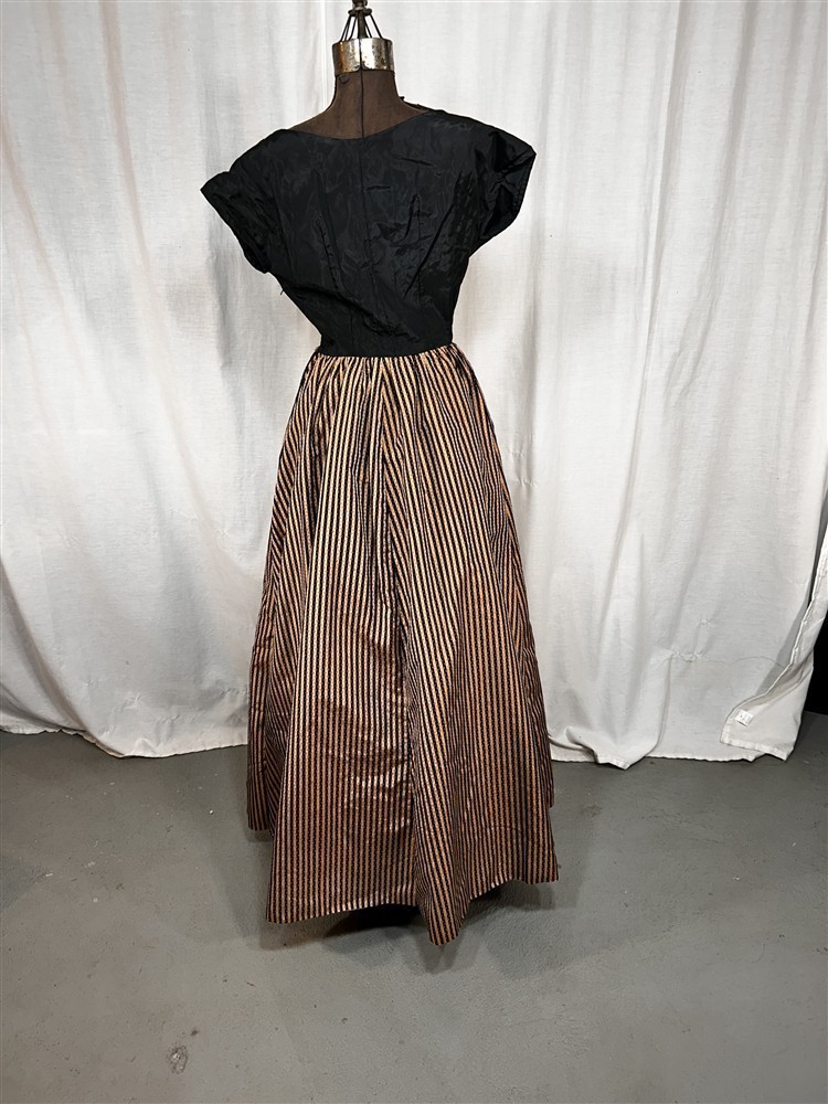 antique dress woman&rsquo;s long evening 1960 bust 36 silk from 19thc original remade