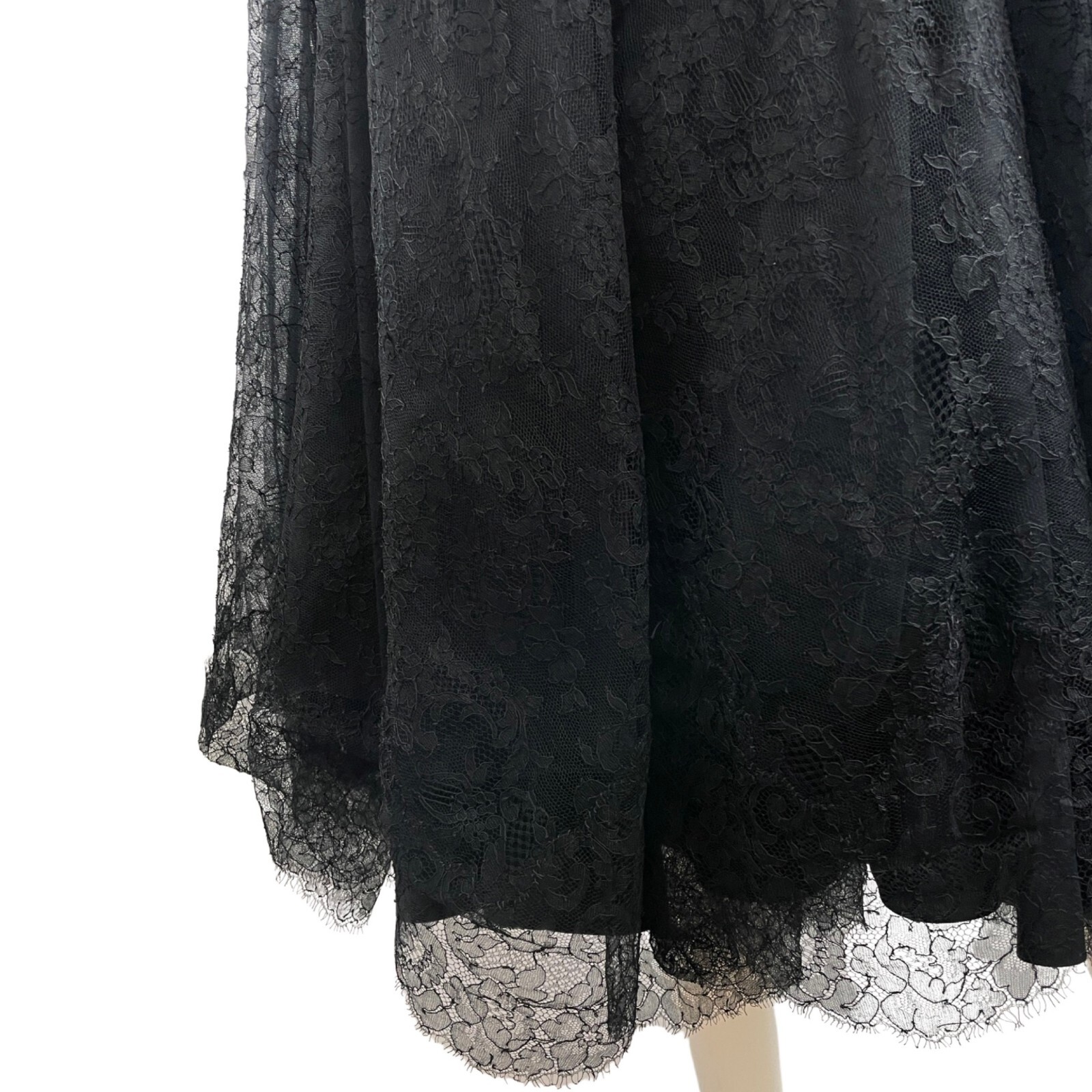 Vintage 1950s Black Dress Lace Crinoline Fit & Flare Special Occasion Size XS
