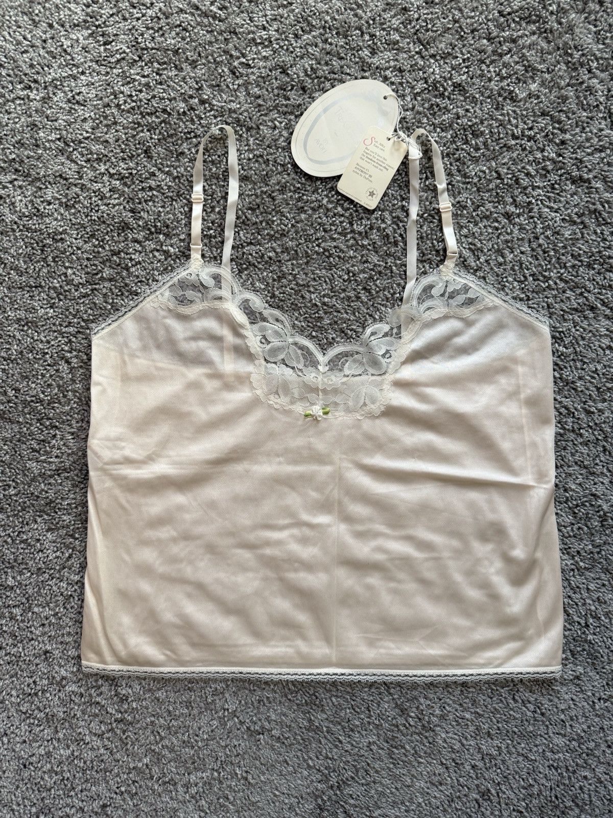 Vintage Private Treasures By Avon Camisole Size M Ivory Lace Antron III Nylon