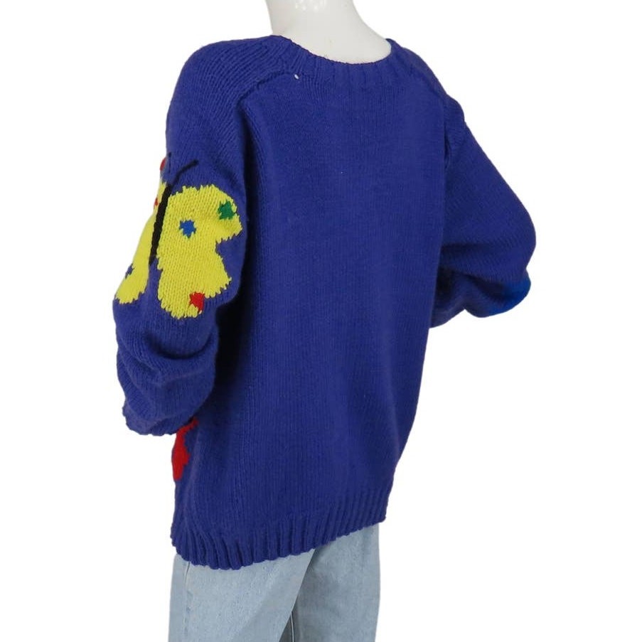 Vintage Rainbow Butterfly Knit School Teacher Grandmacore Y2K Jumper Sweater