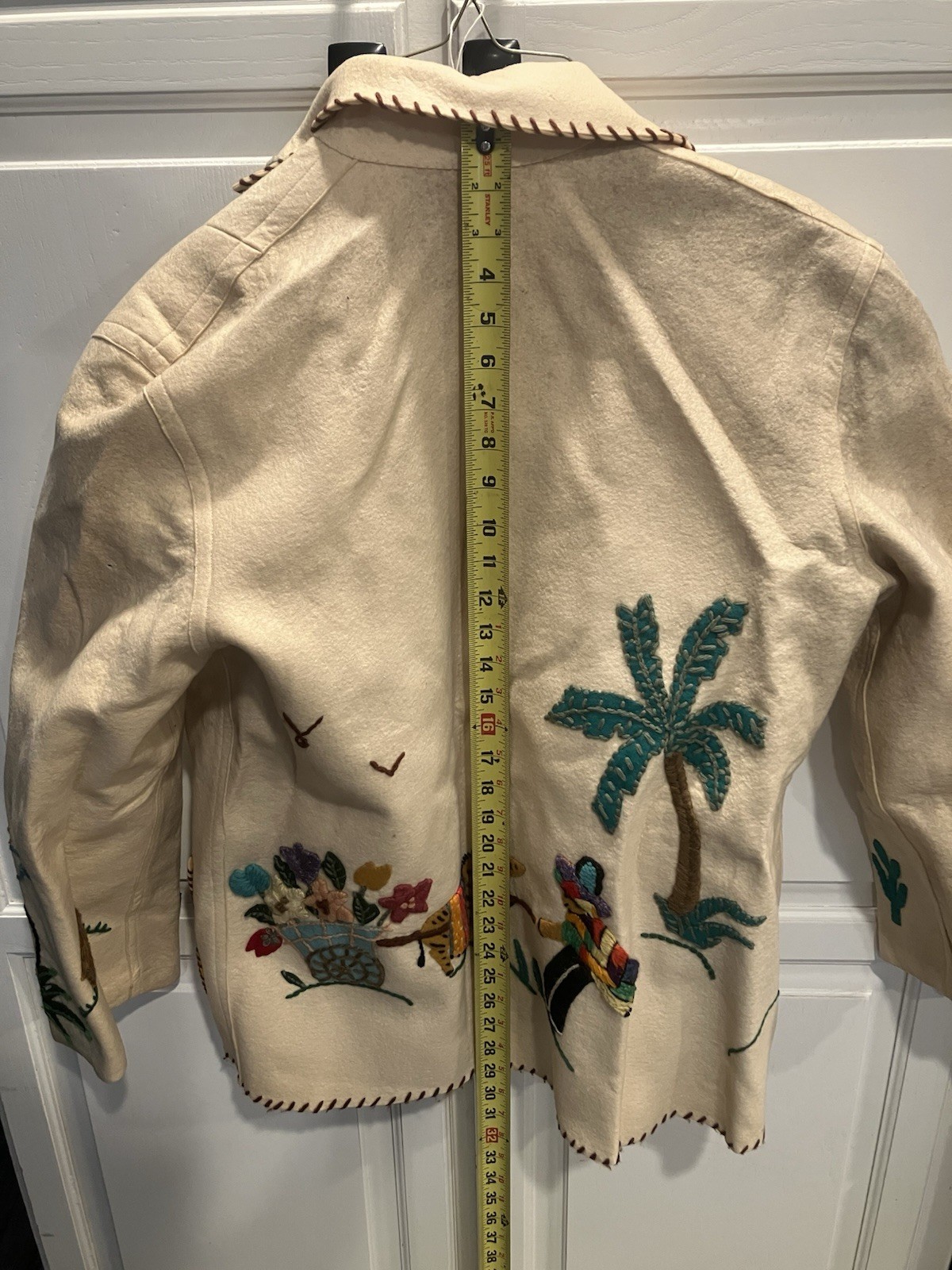 Mexican Tourist Jacket Vintage Wool with Anahuac Embroidery