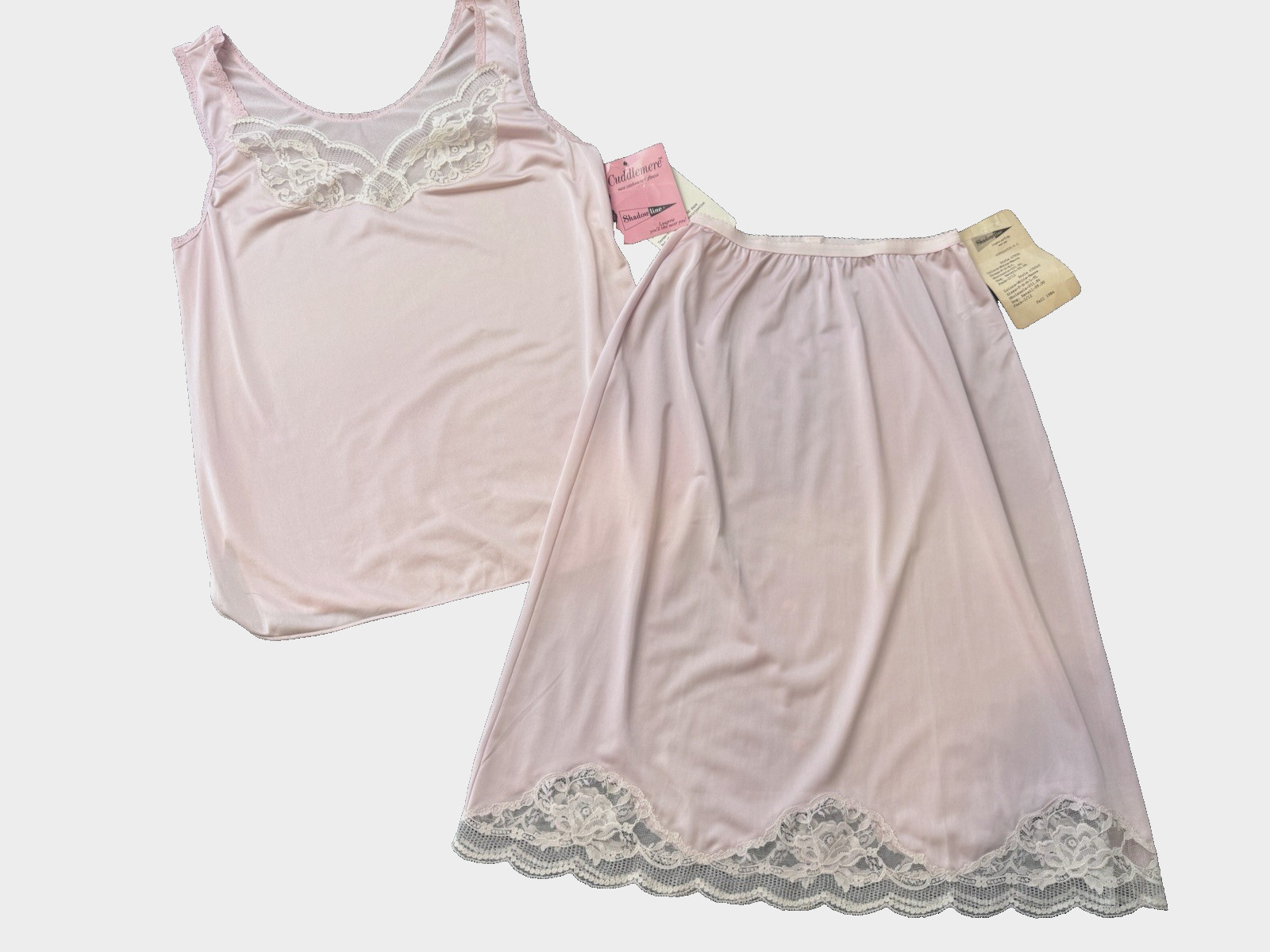 VTG Shadowline Cami Camisole Sz 34 & Half Slip Set Lingerie w/Tags, Lace, 80&rsquo;s