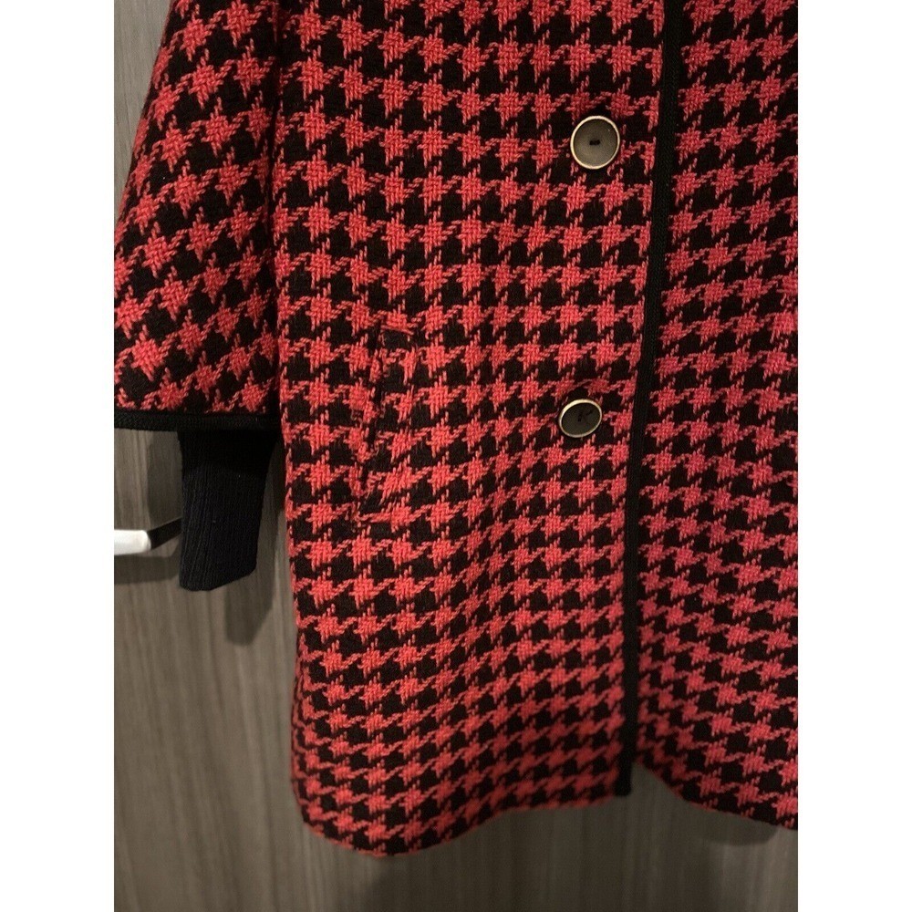 Vintage Betty Rose Coat lined Houndstooth Single Breasted 44&Prime; chest M/L