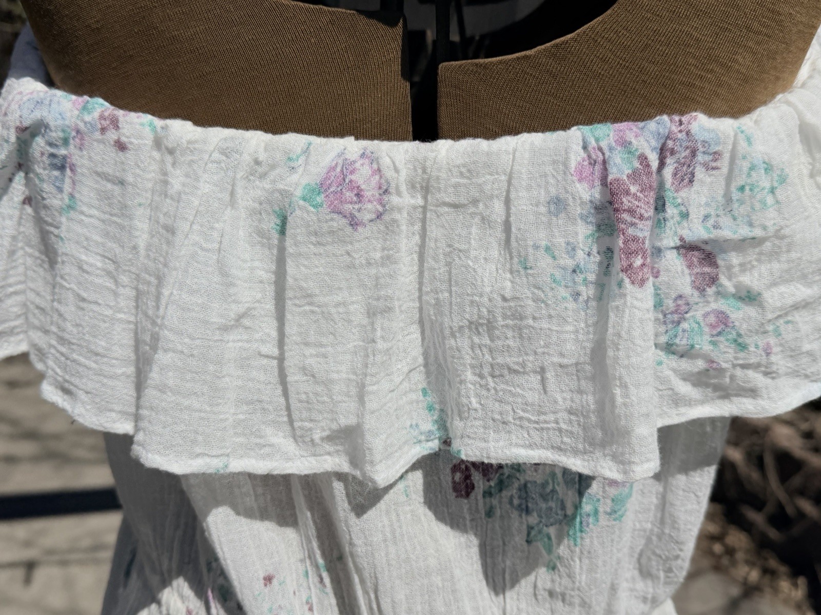 Vtg 70&rsquo;s Style Cotton Gauze Camisole Med/Lg Sundress Ultra-feminine Romantic