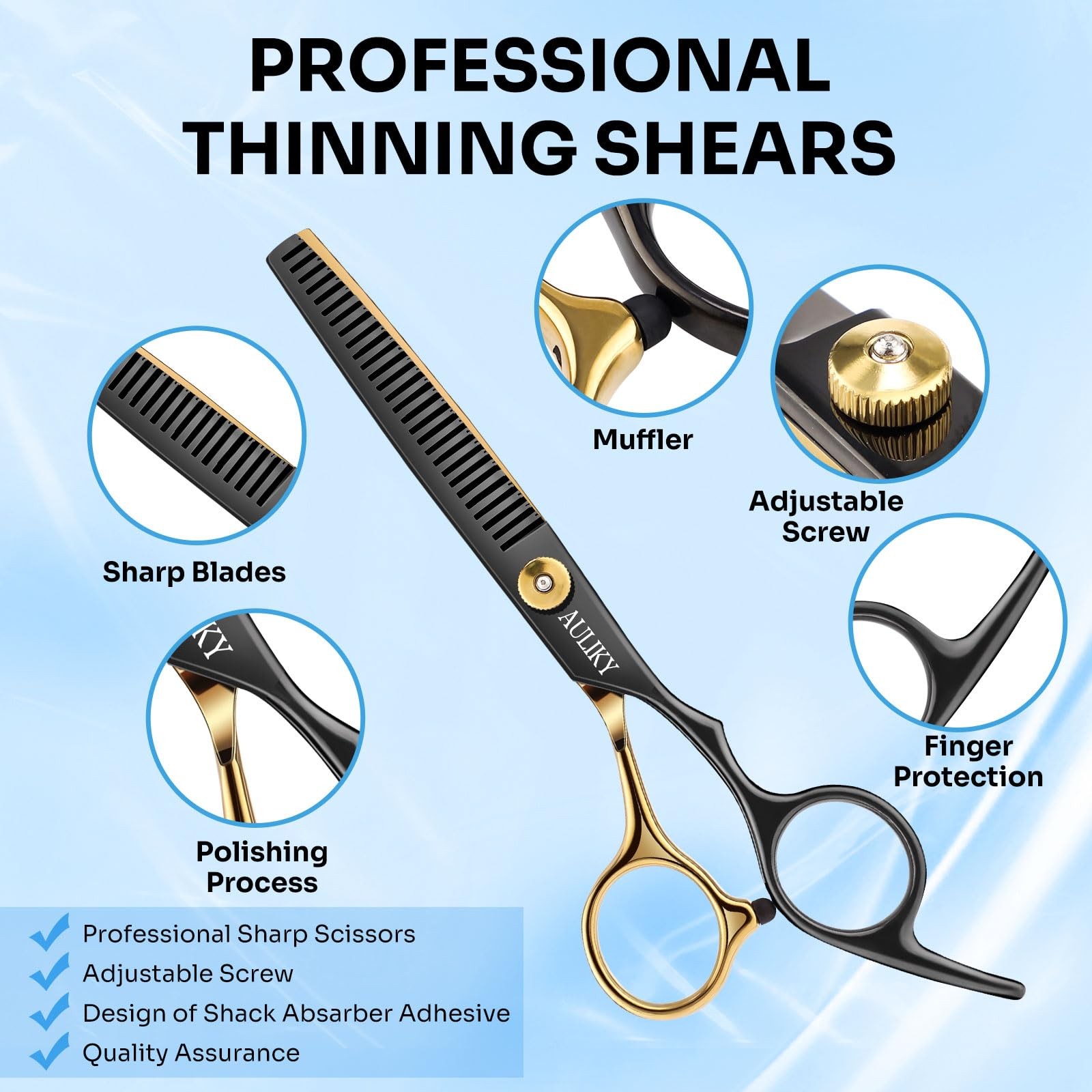 Hair Cutting Scissors Shears Kits 15 Pcs Professional Stainless Steel Hairdressi