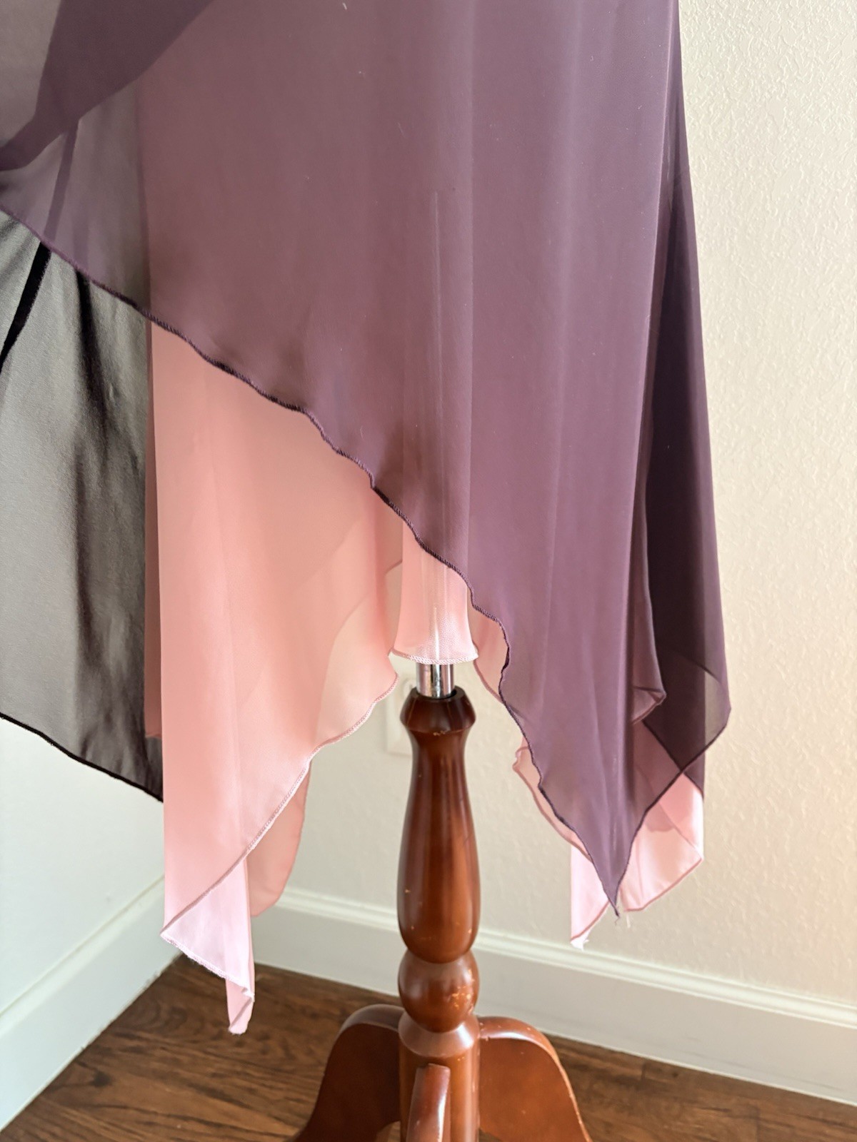 VINTAGE Y2K Forever 21 sheer Flutter Maxi Asymmetrical Hem Dress Plum Pink M