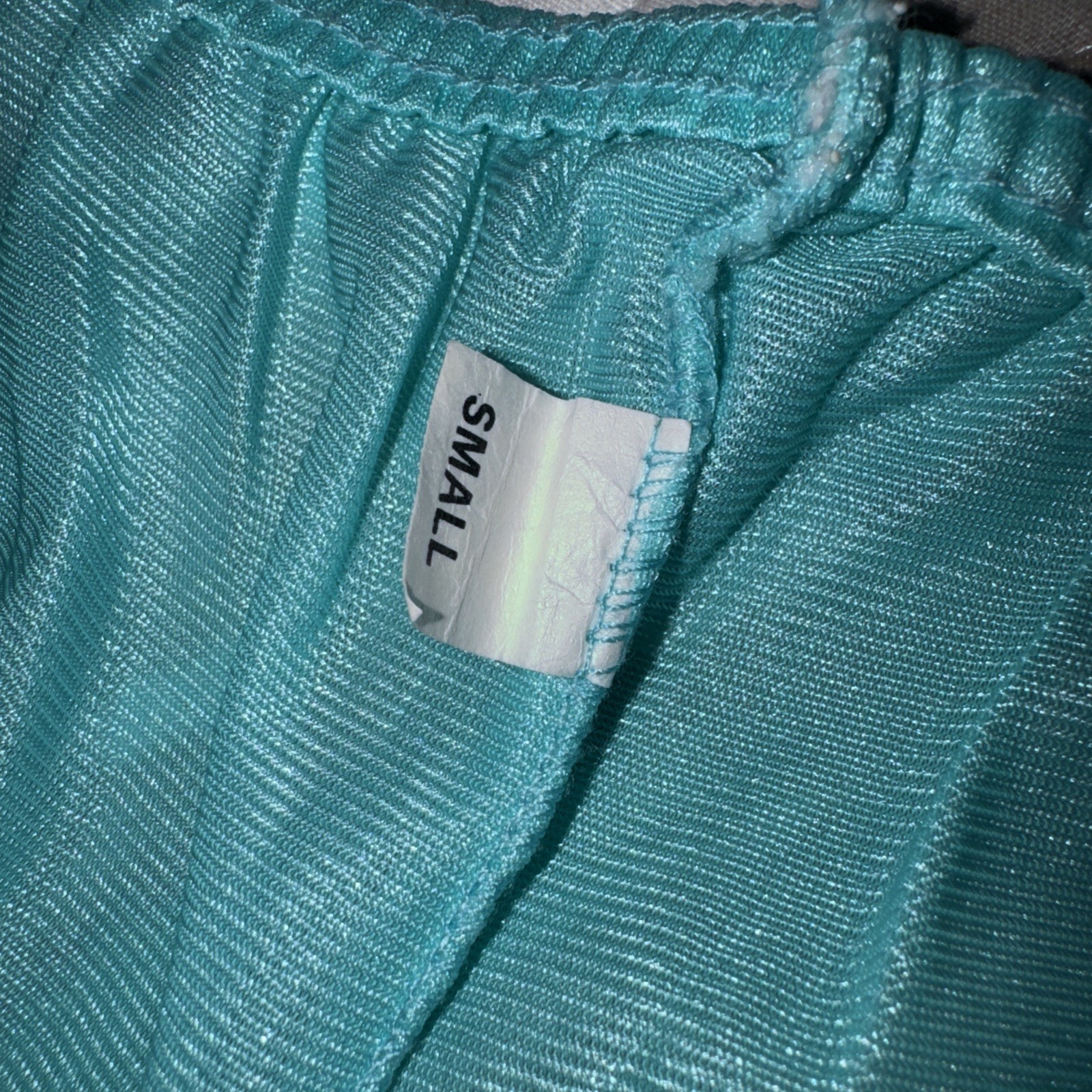 ERICA LOREN Vtg 1970s NYLON Pajama Set AQUA Blue Lace Trim SMALL Boho