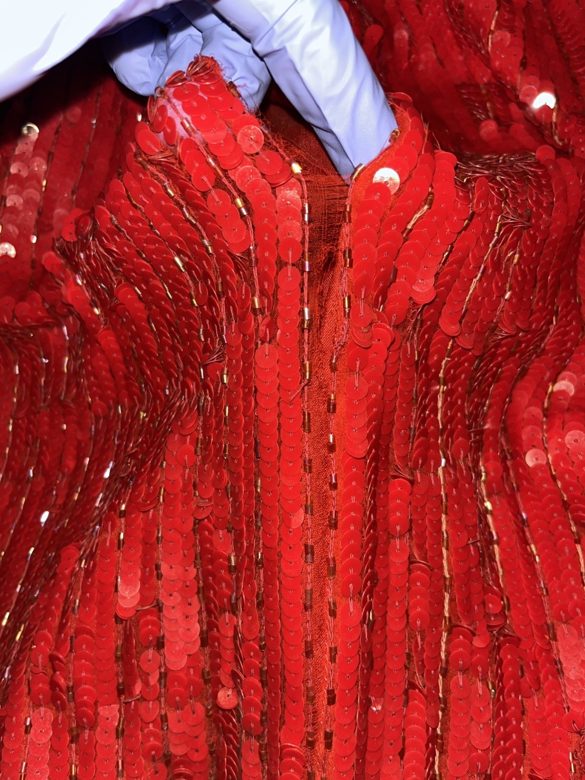 Vintage RARE 1980s Silk Heavily Beaded Sequin Dress Prom Pageant Gown Sz L