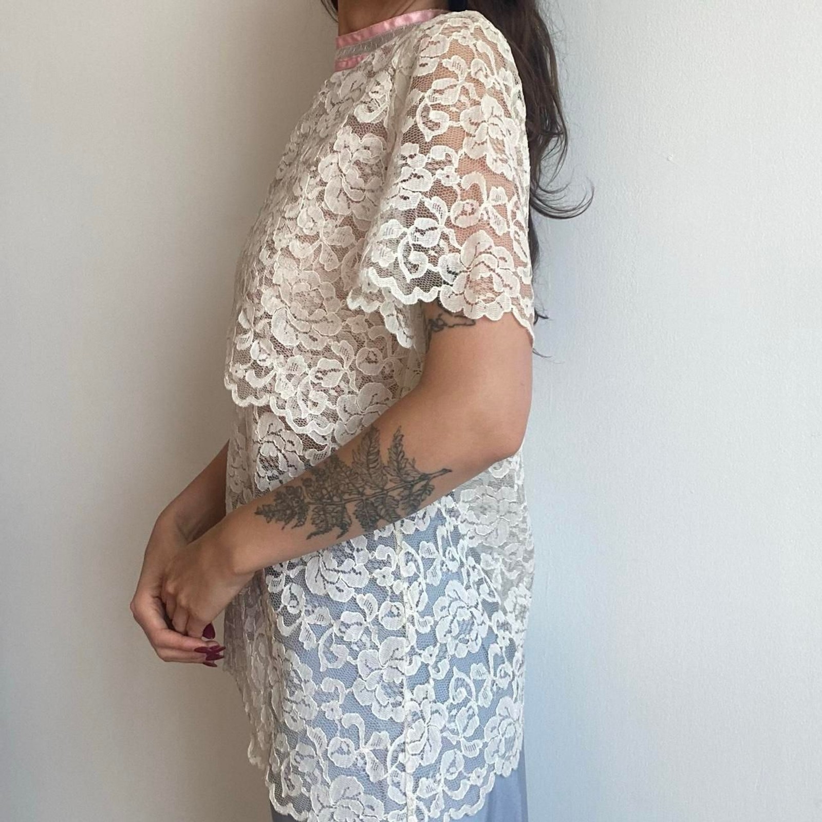 1960s lace asymmetrical top