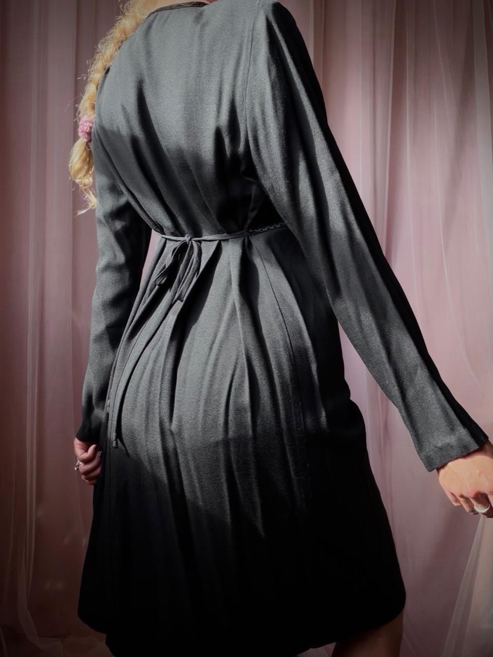 1980s black sequin tie back dress