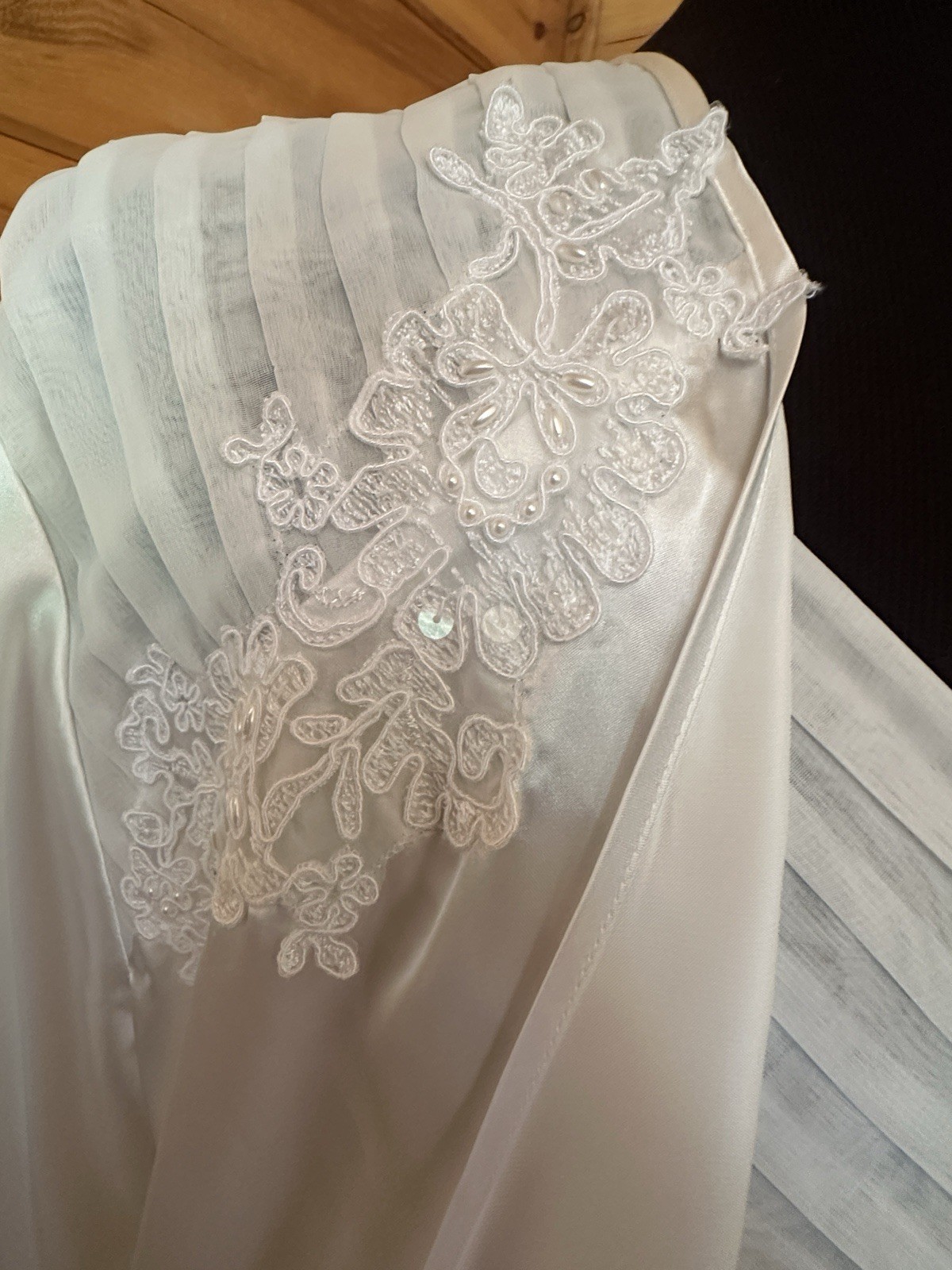 Vtg Parisian Intimates Liquid Satin Bridal Peignoir Robe Nightgown Set White – L