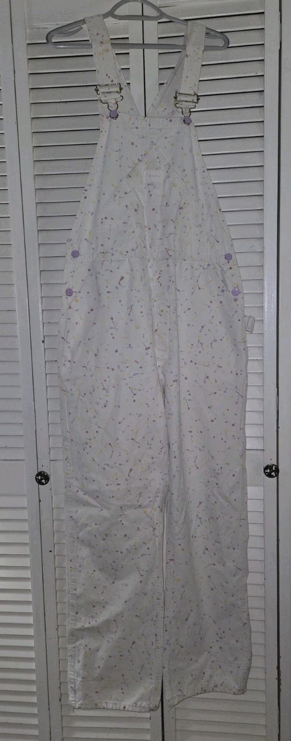 Vtg 90&rsquo;sHallmark E.Bunny & Co Paint Splatter Cotton Overall Size L Rare Find
