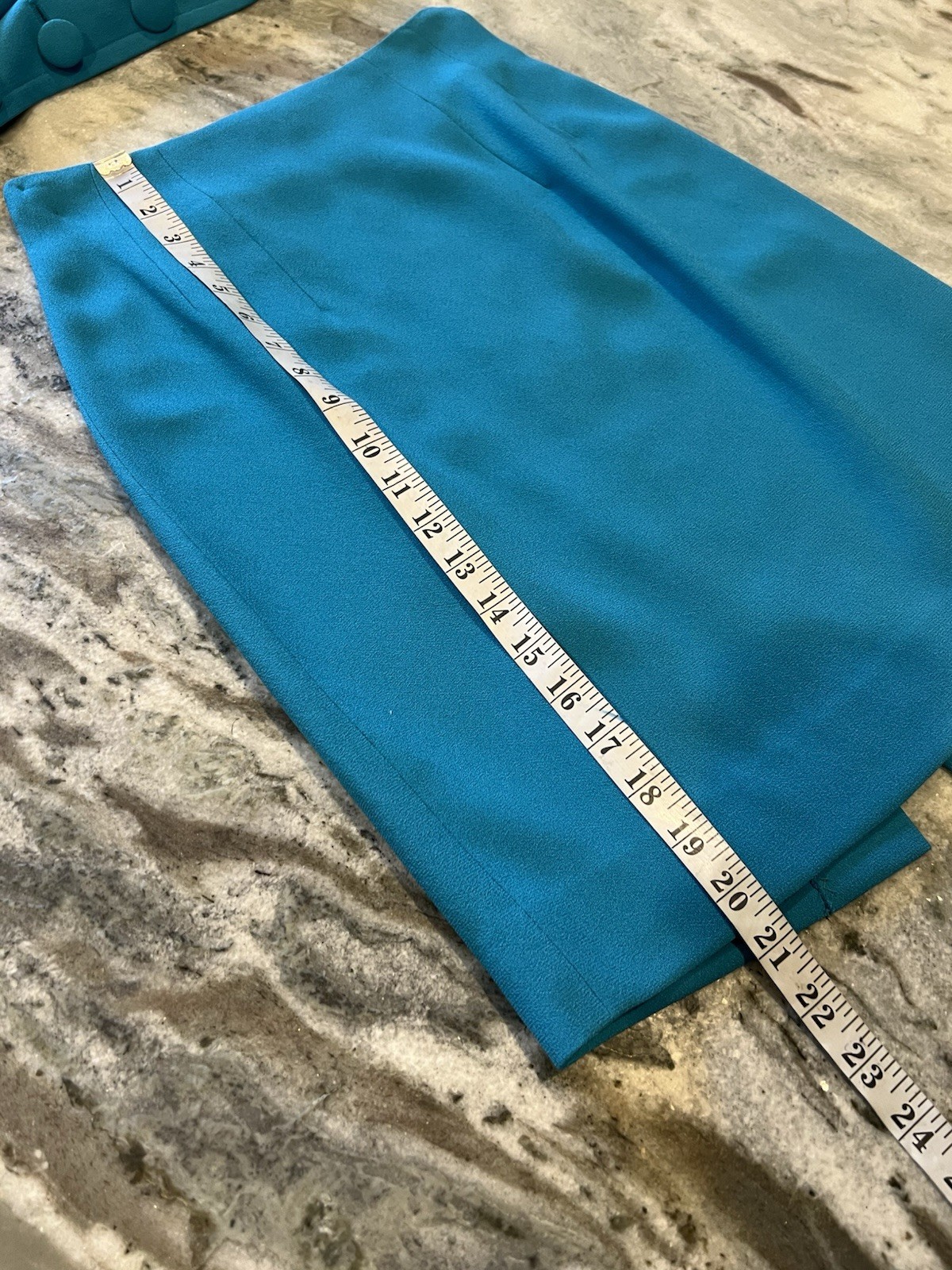VTG Christian Dior Size 2 1980s 2Pc Turquoise Blue Skirt Suit Set