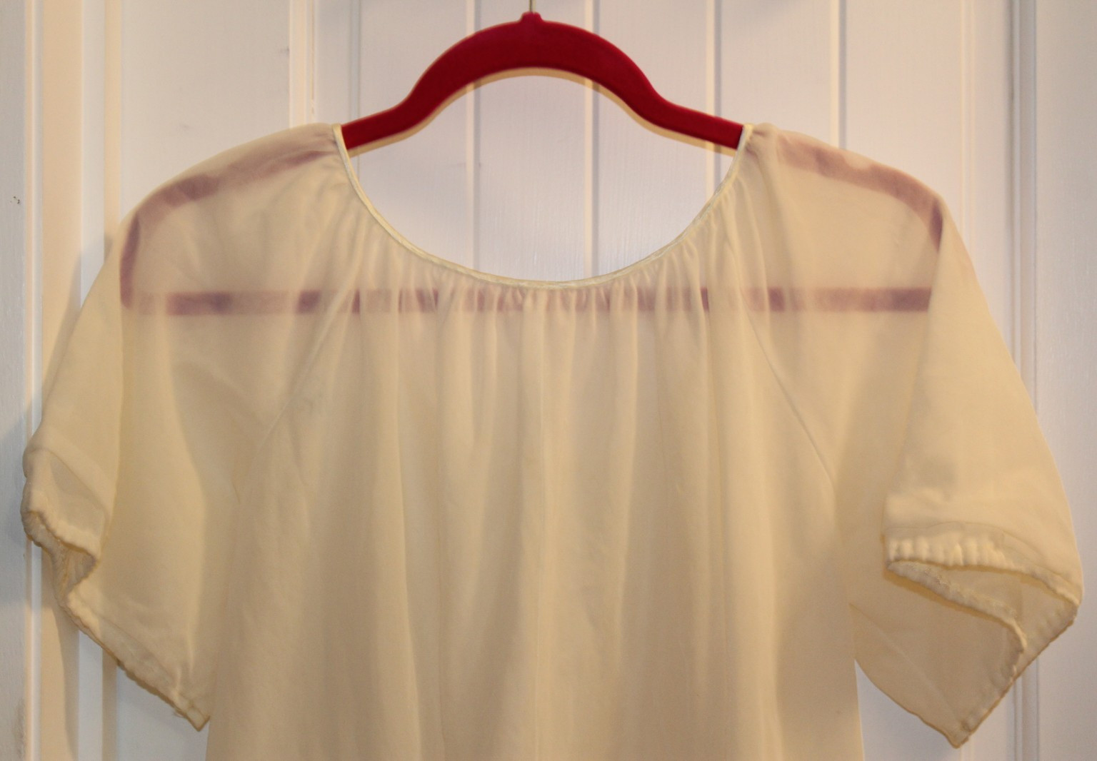 Vintage Peignoir Miss Elaine Babydoll Double Sheer Chiffon Robe Cream Bridal S