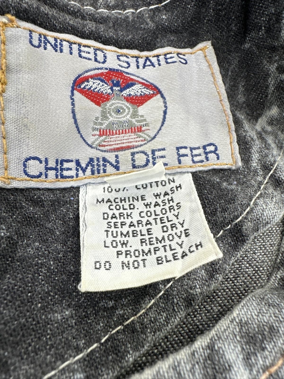 Vintage United States Chemin De Fer Denim Dress Size 9/10 Gray 3/4 Sleeve RARE