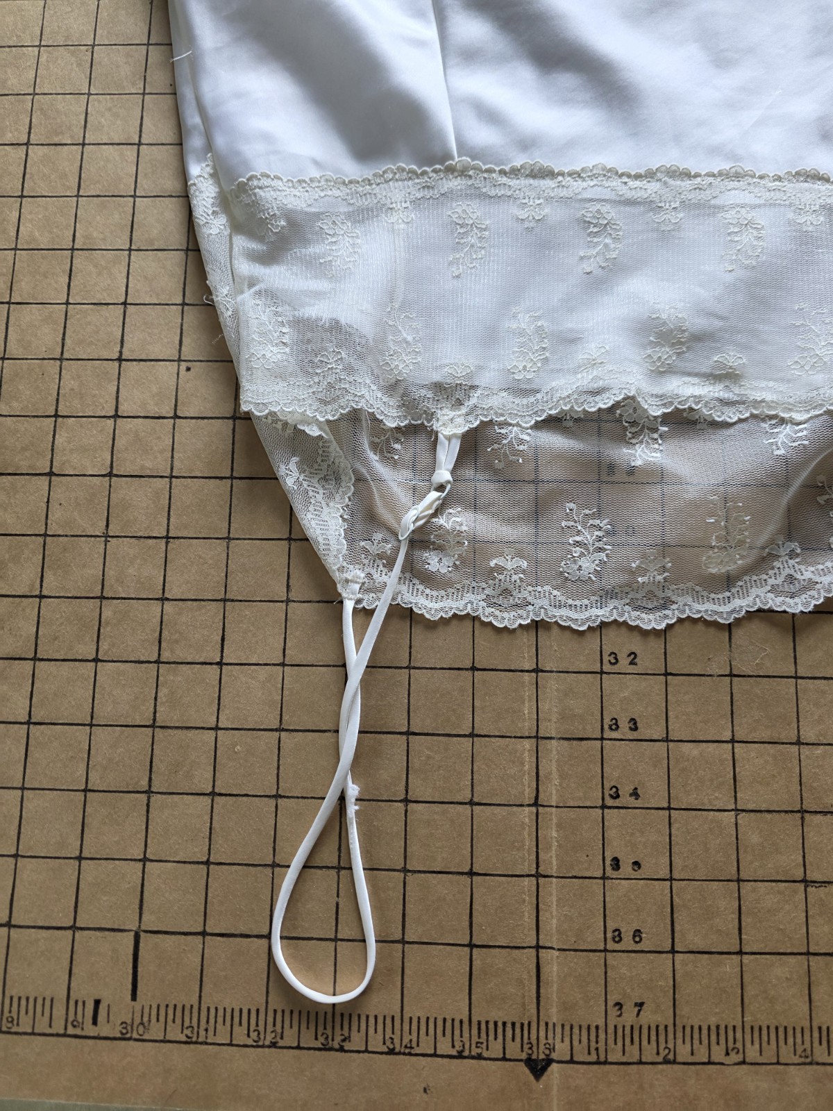 YSL Lingerie Satin Camisole 34 Embroidered Logo, Lace Trim, Vintage Made France