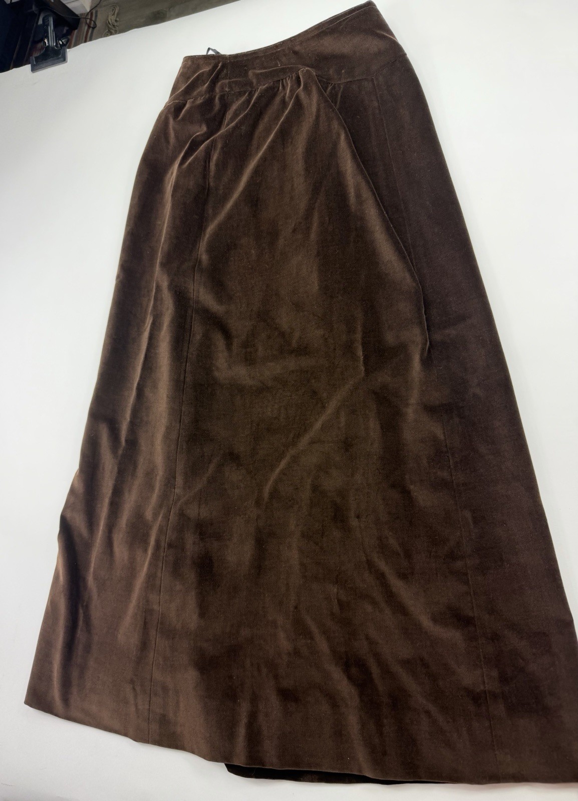 Vintage 1960s 1970s COURREGES Hyperbole Brown Velvet Maxi Skirt A