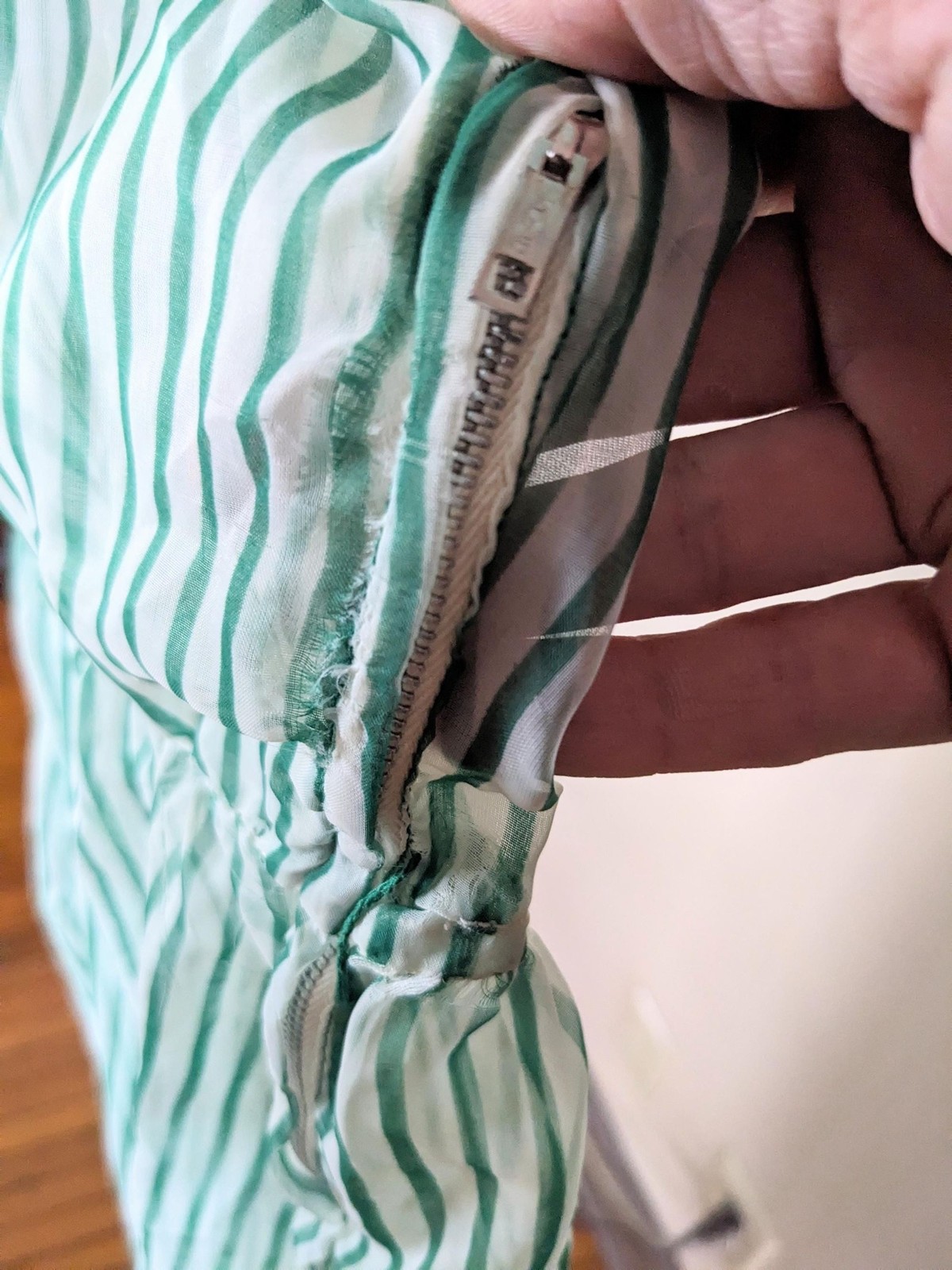 1950s Colette by Colonial Sheer Stripe Shirtwaist Dolman Sleeve Midi Day Dress