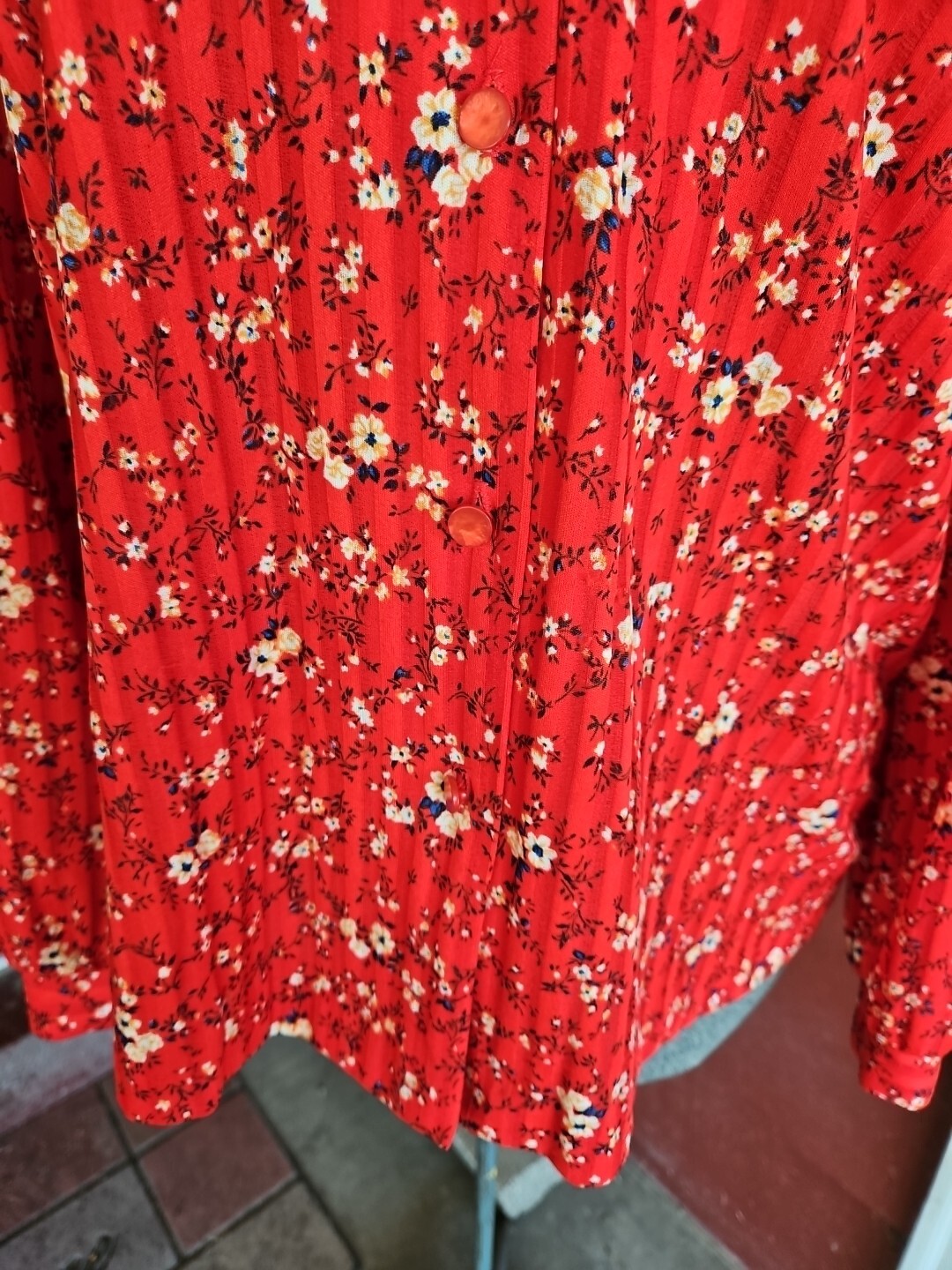 Vintage Graff Californiawear Red Button Shirt Blouse Peasant Medium