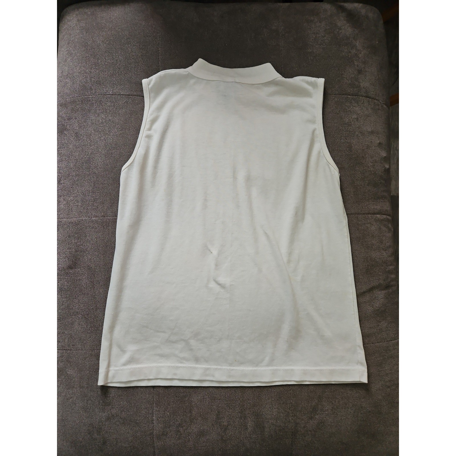 Vintage Simply Basic Mock Neck Sleeveless Top Medium Cream White Knit Tank USA