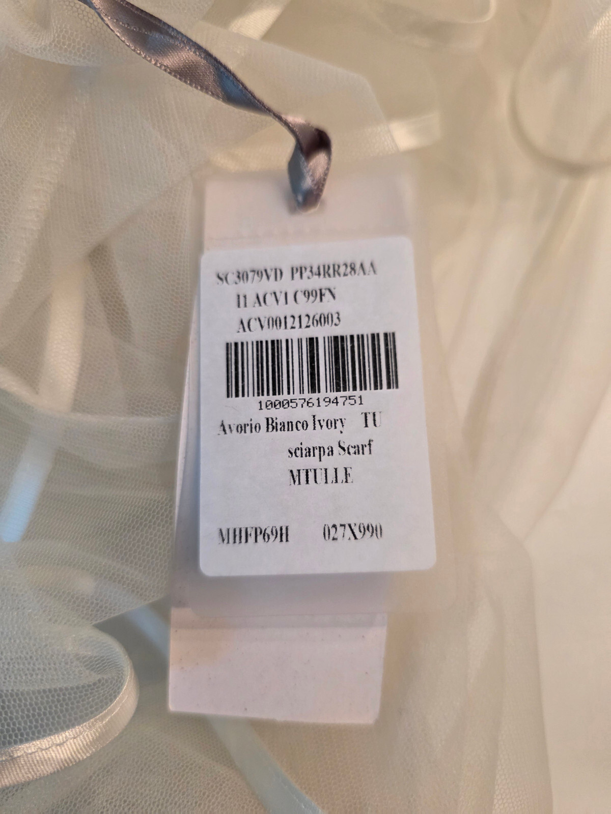 Vintage Ivory Tulle Sheer Ruffle Top Satin Trim Original Tags Rinascimento ITALY
