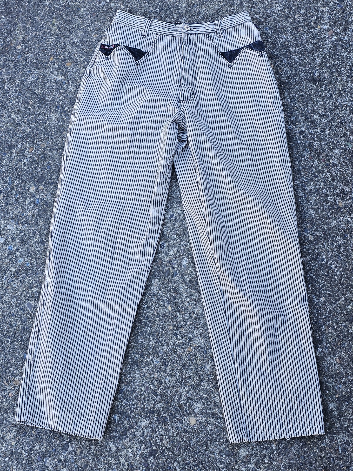 Vintage Blaze Riding Gear Western Jeans in black white pinstripes Size 13/31