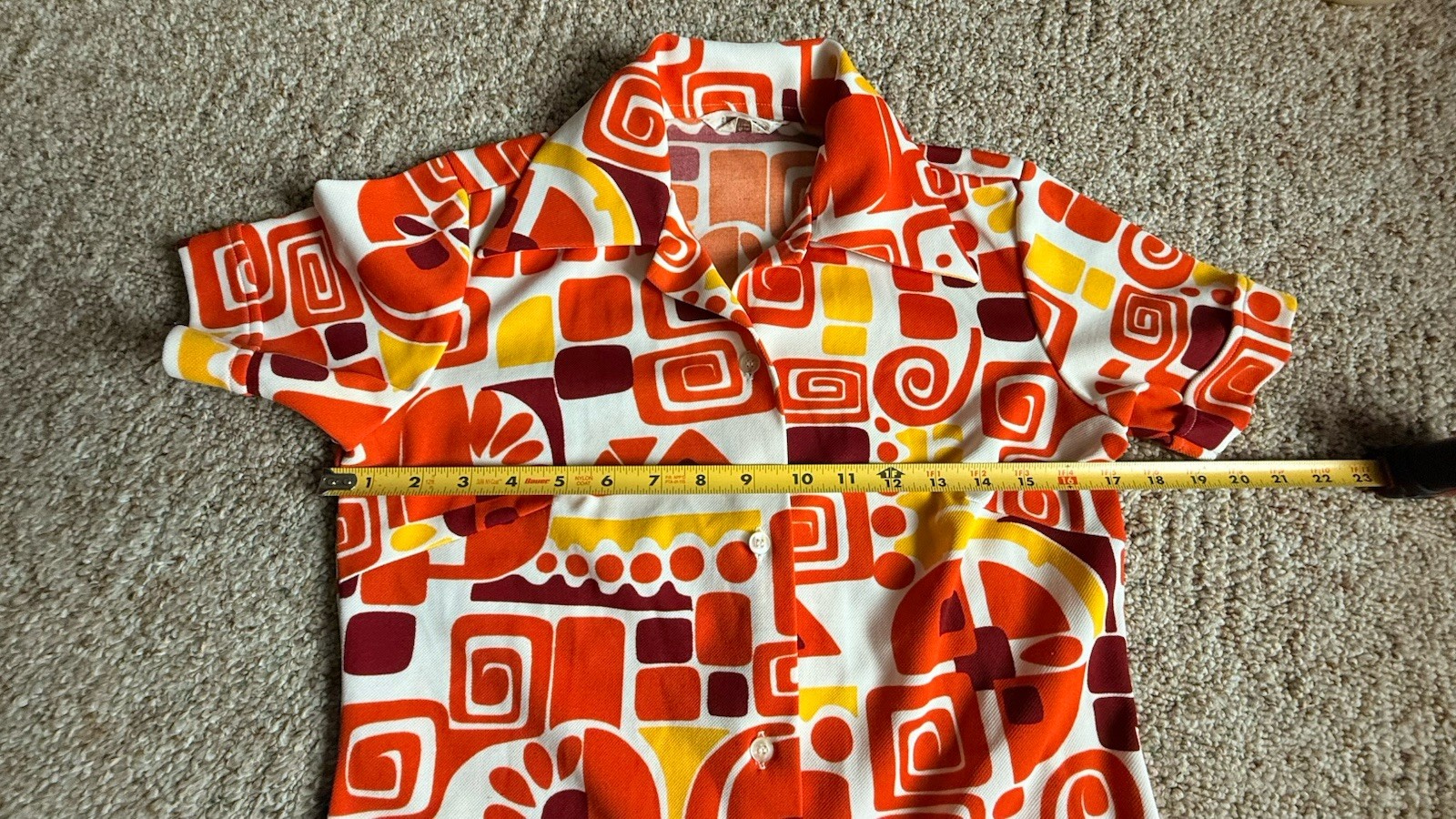 Vintage 70s Montgomery Wards Mod Tunic Top Geometric Circles L Size 32? Small?