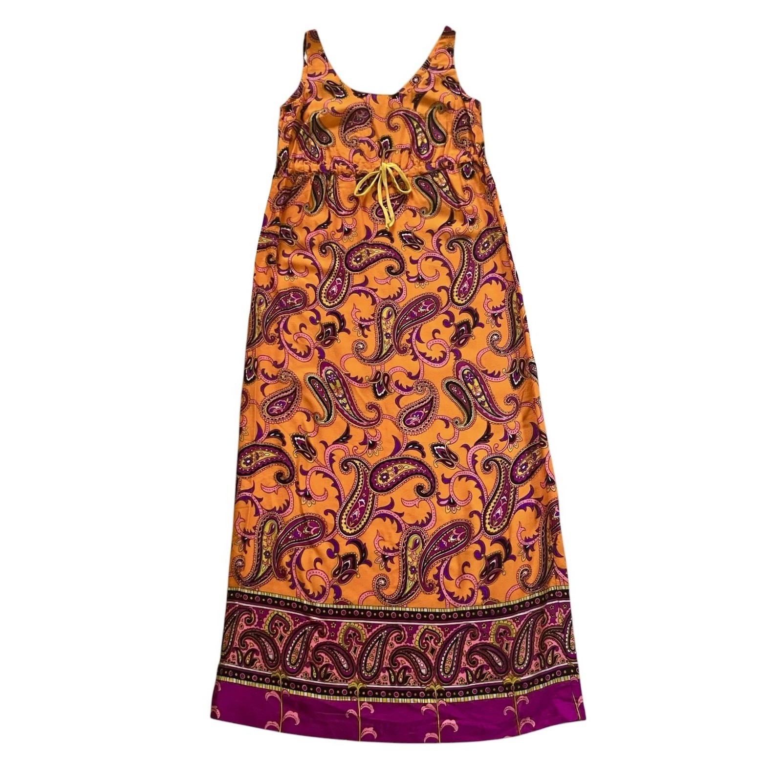 60s 70s Vintage Orange and Purple Paisley Hawaiian Maxi Dress Miss Hawaii