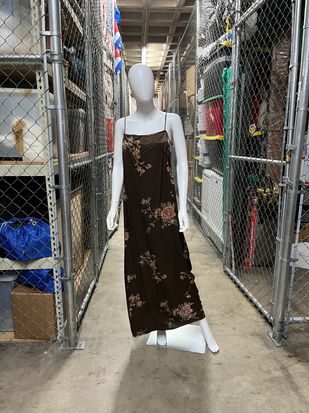 Vintage 1990&rsquo;s Chocolate Brown Floral Print Silk Slip Dress by Emanuel Ungaro