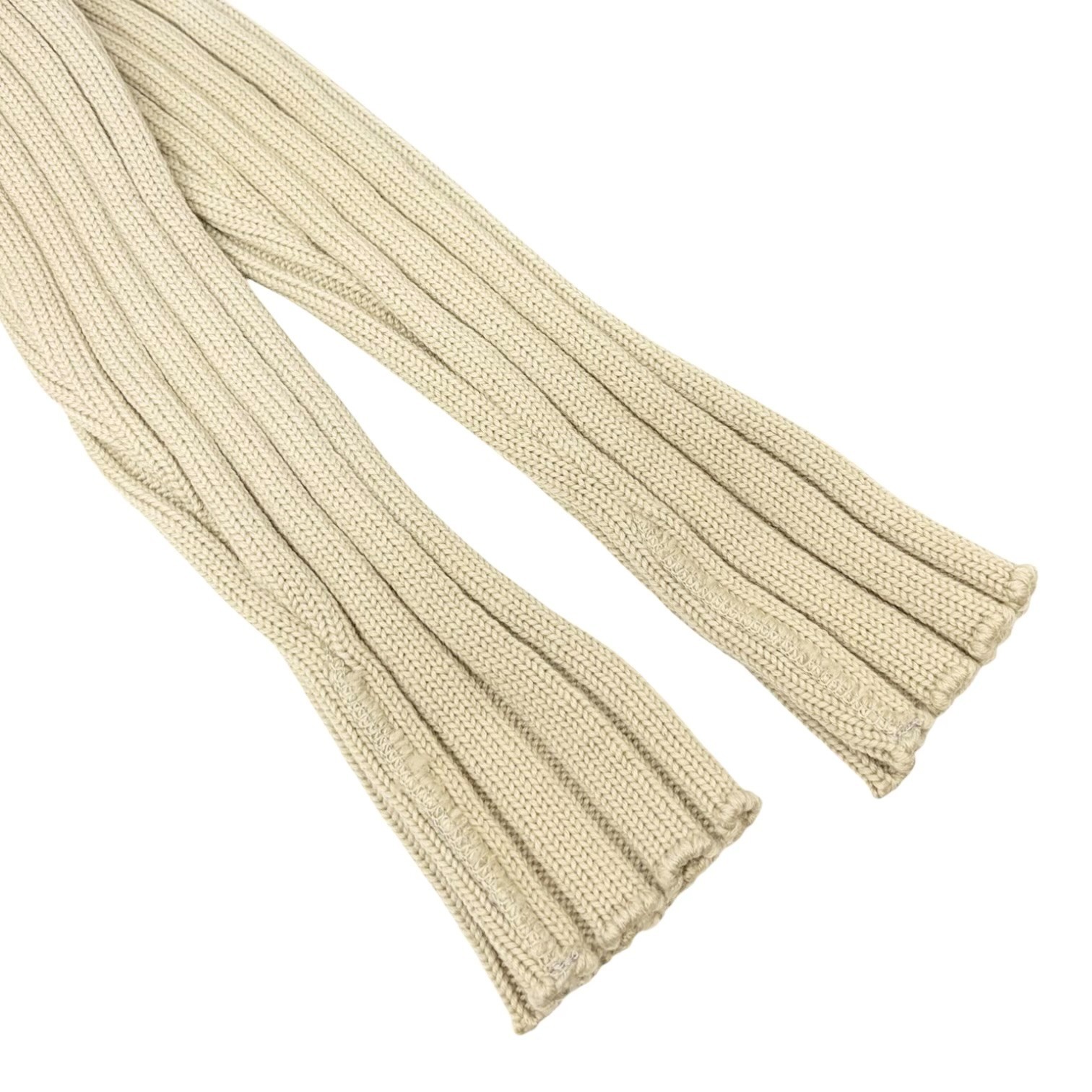 CHANEL Vintage 01A CC Logo Rib Knit Turtleneck Sweater Top #42 Beige 902074