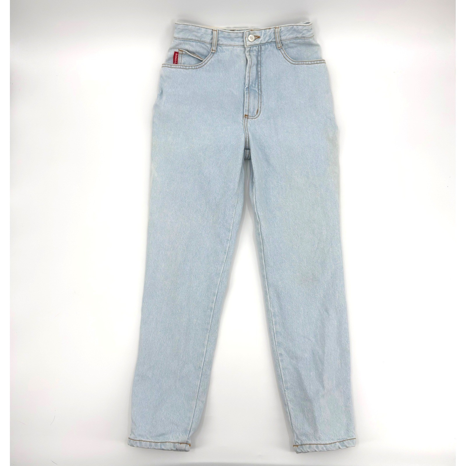Bongo Vintage 90s High Waisted Tapered Leg Light Wash Jeans Size 9 Made in USA