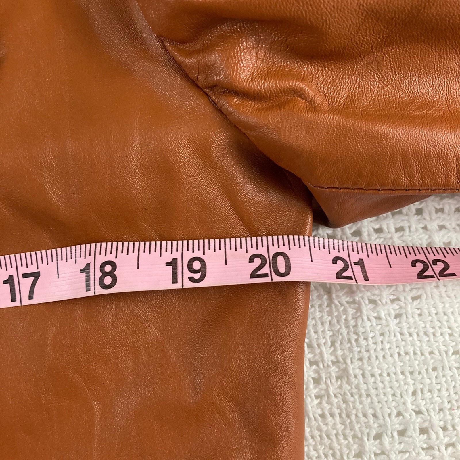Camel Leather Coat Cognac Brown Jacket Size 42 Made in Argentine Argentina
