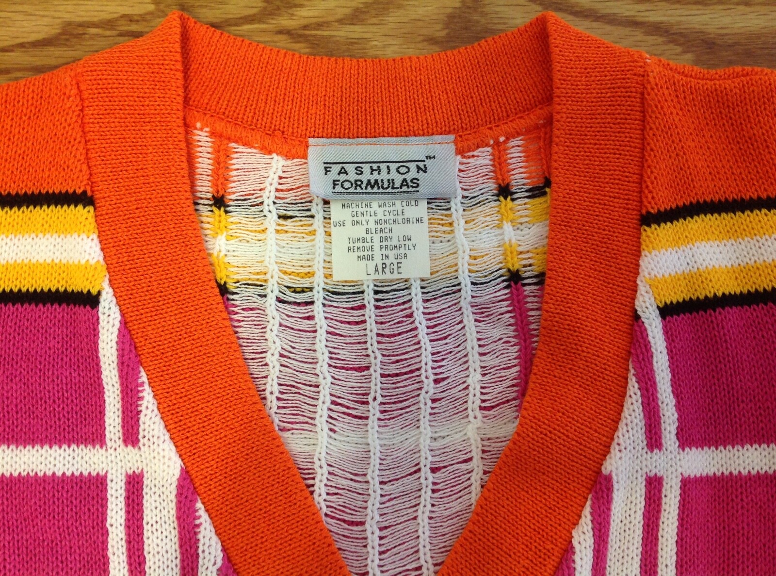 Fashion Formulas VTG Oversized V-Neck Pullover Sweater Multicolor Plaid Large