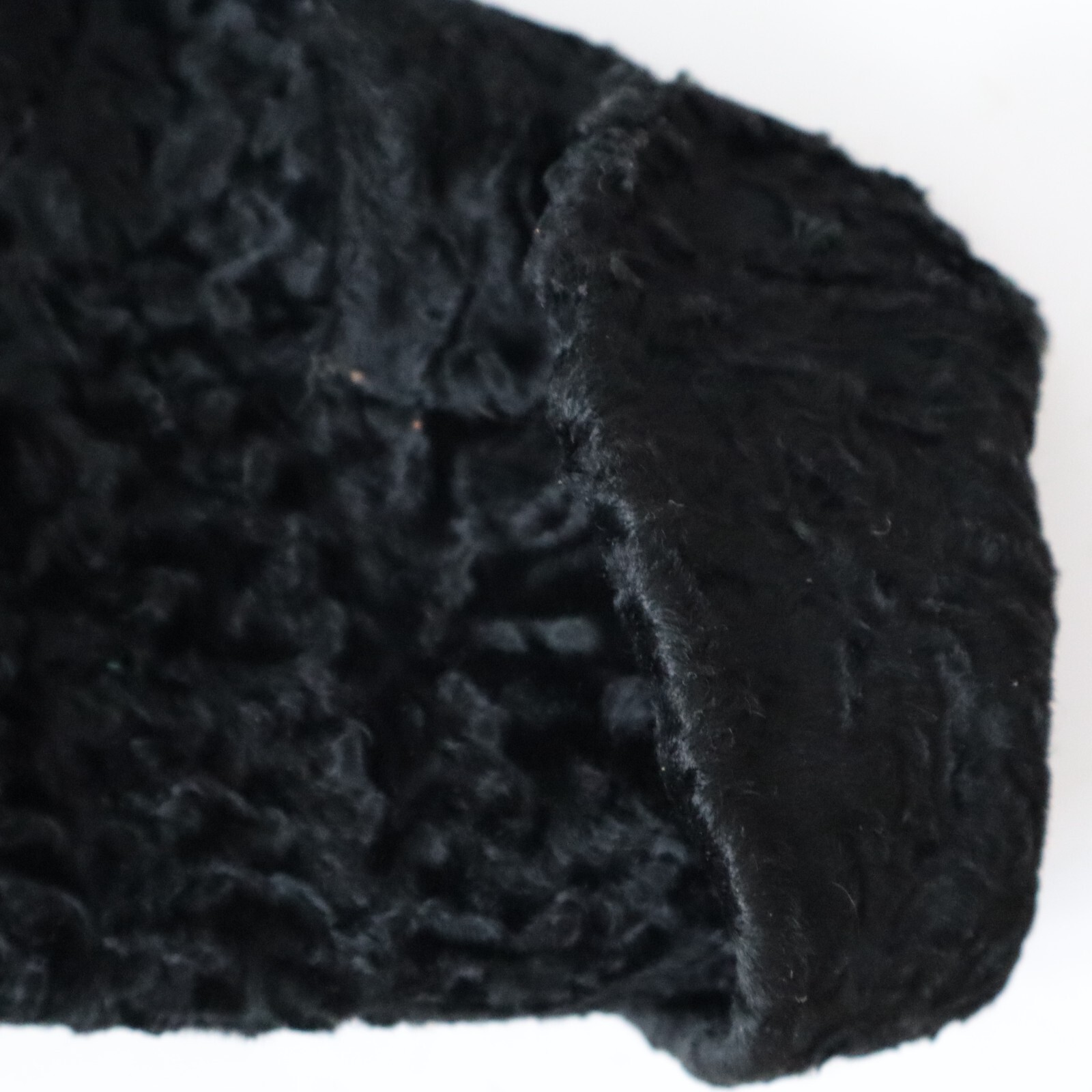 Vintage Black Persian Lamb Fur Jacket Shawl Collar 3/4 Sleeves Sz Small/Med
