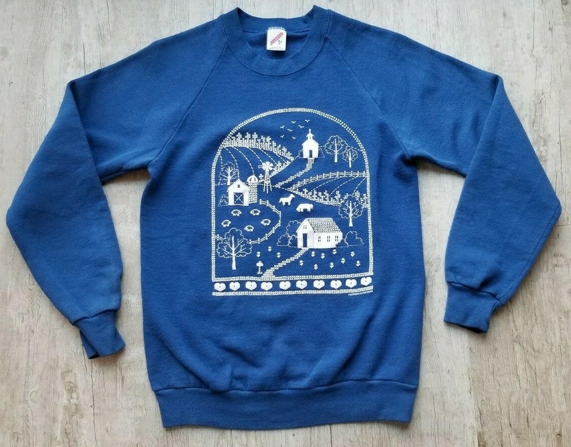 Vintage Gopher Activewear Puffy Print Blue Crewneck Sweatshirt – Women&rsquo;s S *B3