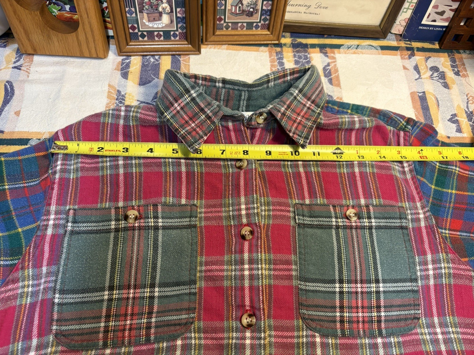 Vintage 90s Baxter & Wells Plaid Flannel Button-Up Shirt Long Cotton Women&rsquo;s S