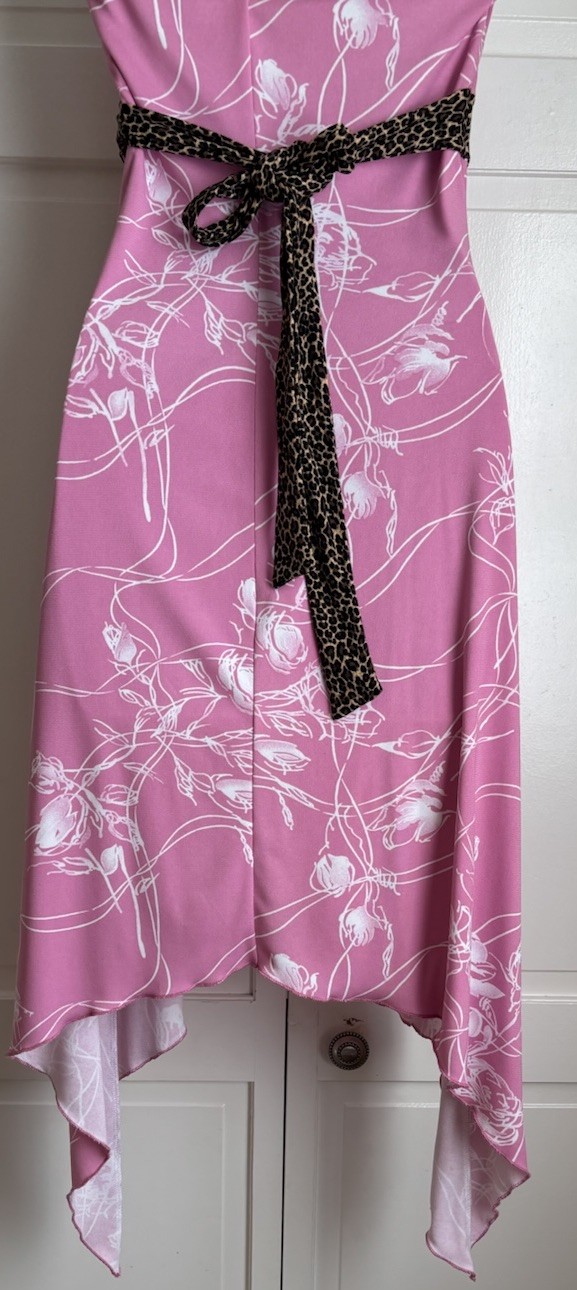 Vintage 90s Y2K PS PerSeption Pink Floral Asymmetrical Strapless Empire Dress SM
