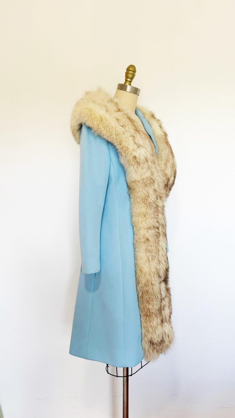 1960s Lilli Ann Coat / Princess Coat / Fox Trimmed Coat / Size Medium