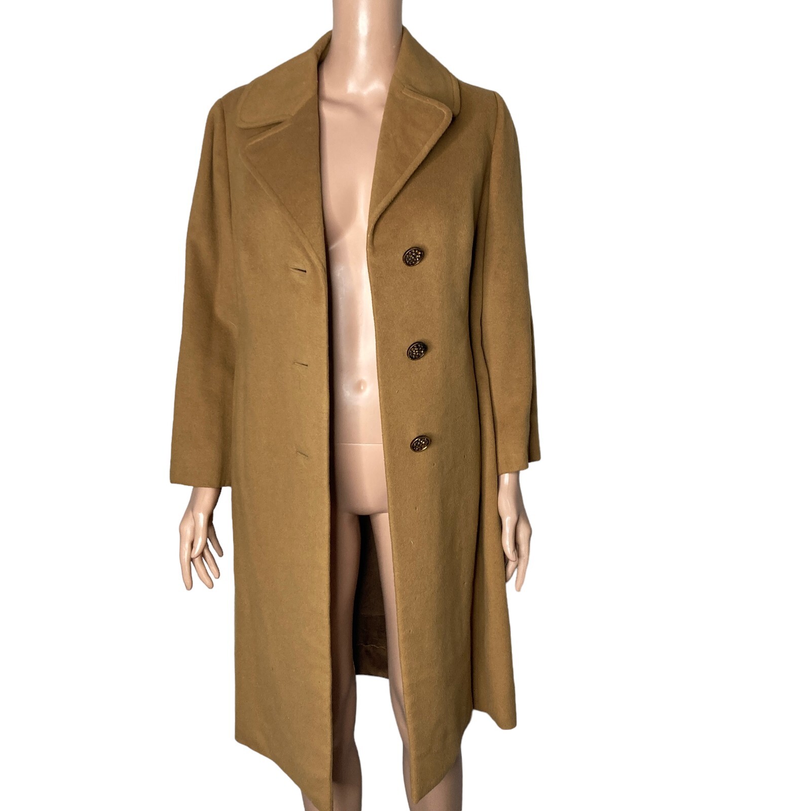 Vintage 40s Cashmere Trench Coat Womens Small Prince Fashions Light Brown