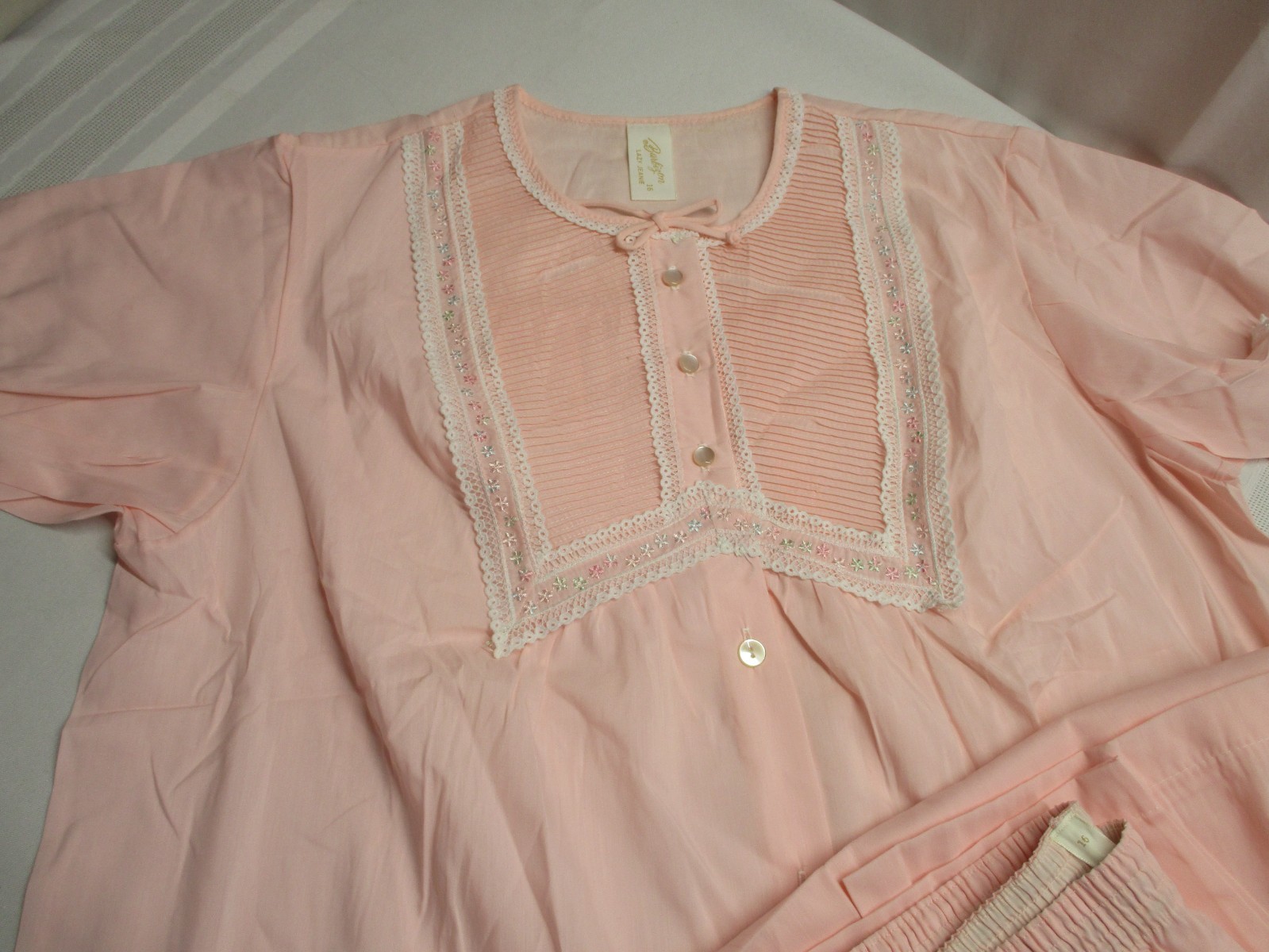 1970s BARBIZON PINK 2 PC PAJAMA SET ~ « LAZY JEANIE » ~ SIZE 16 ~ TOP WITH PANTS