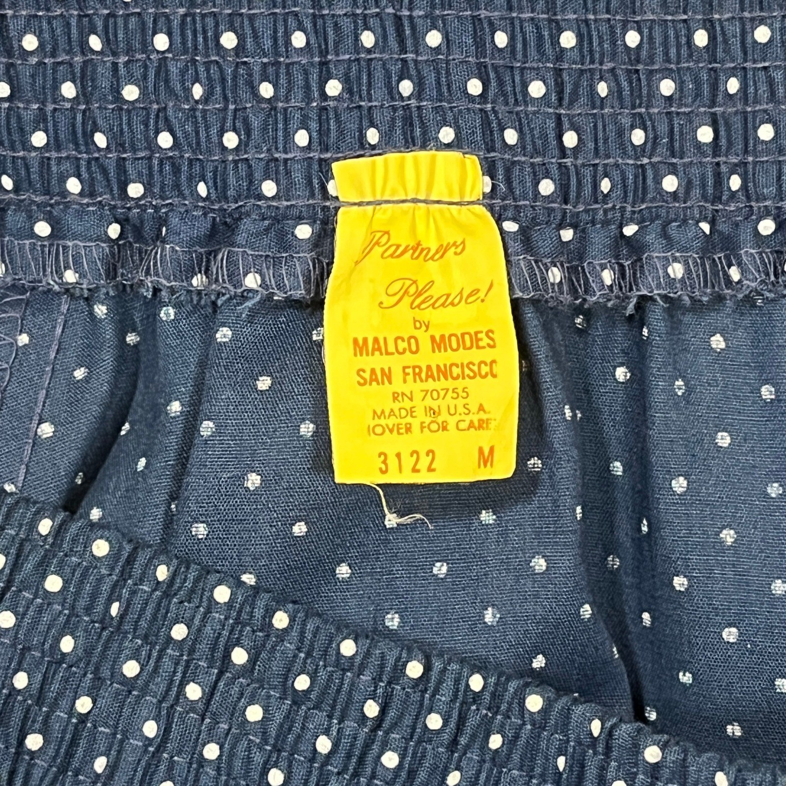 Vintage 80s Malco Modes Partners Please Navy Polka Dot Tiered Skirt M Rockabilly