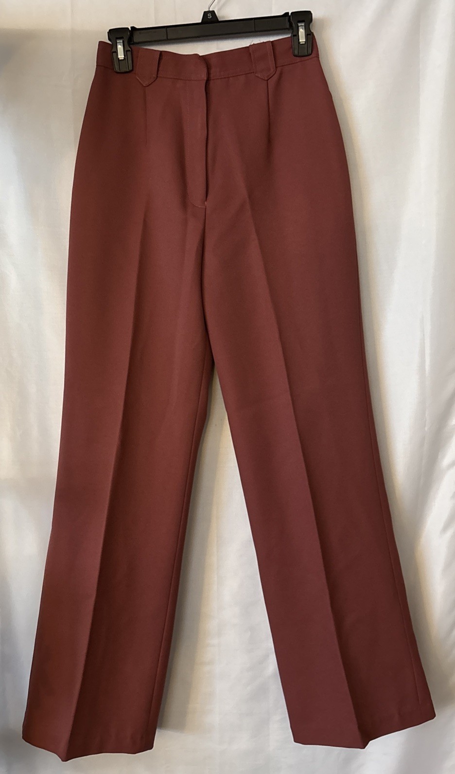 Vintage Ladies Kmart Polyester 70s Rust Color Zip Slacks Wide Leg Pants 26×29.5